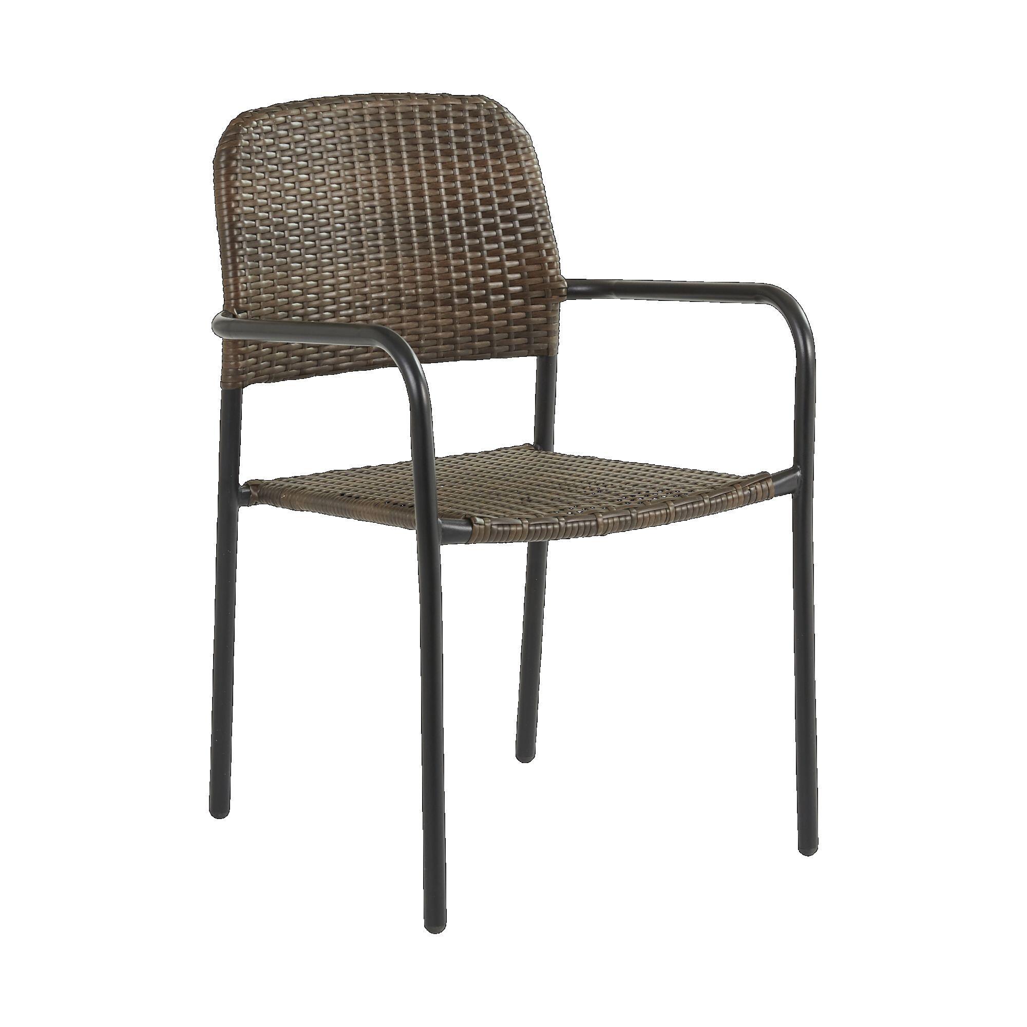 Scaun gradina Zena, cu brate, otel/plastic, maro
