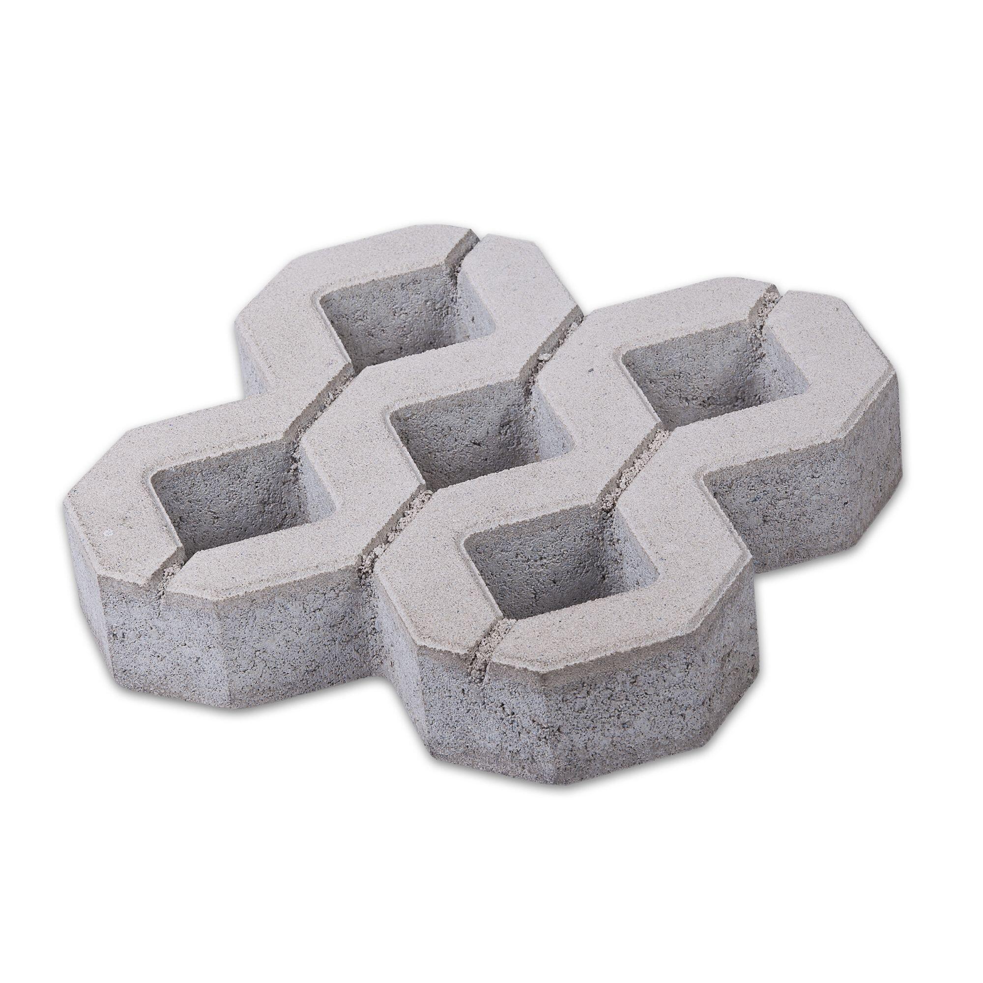 Pavaj beton, forma de grila, 400 x 400 x 80 mm, gri ciment