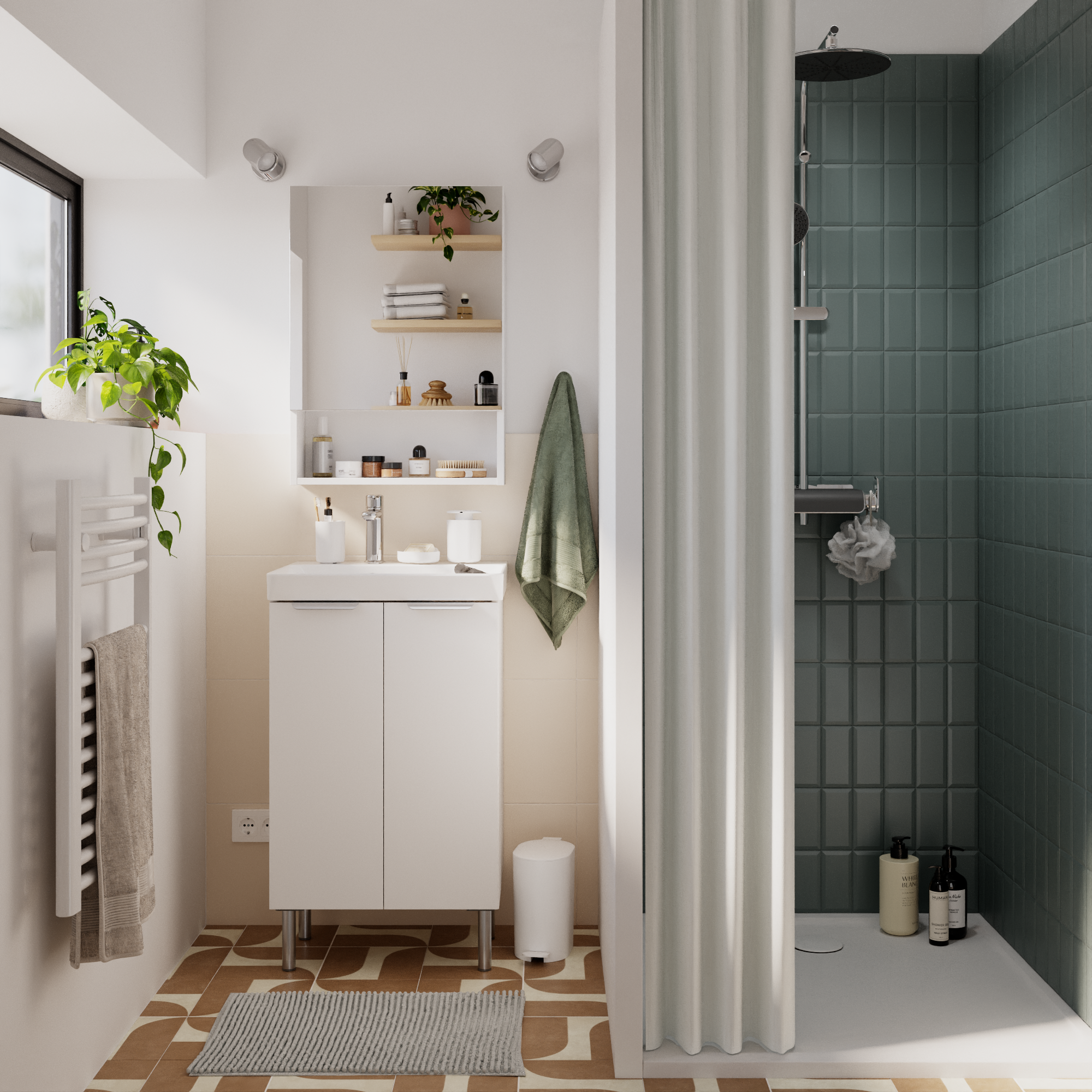 Meuble sous-vasque, 2p L.50cm x H.81.8cm x P.39.6cm blanc mat Easy 3 - 4