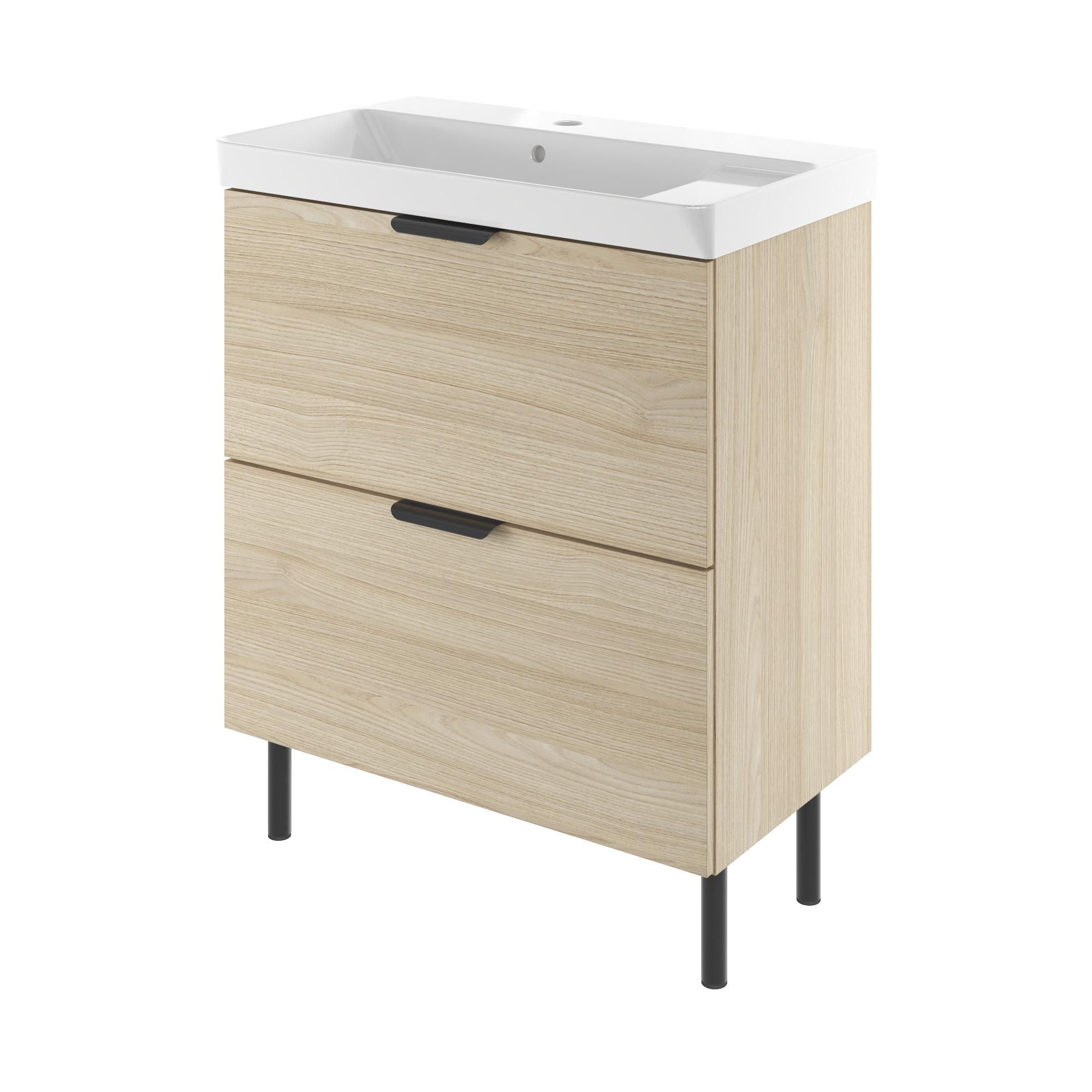 Mobile bagno a terra con top incluso L 71.2 x H 81.8 x P 39.6 cm in truciolare 2 cassetti - 2