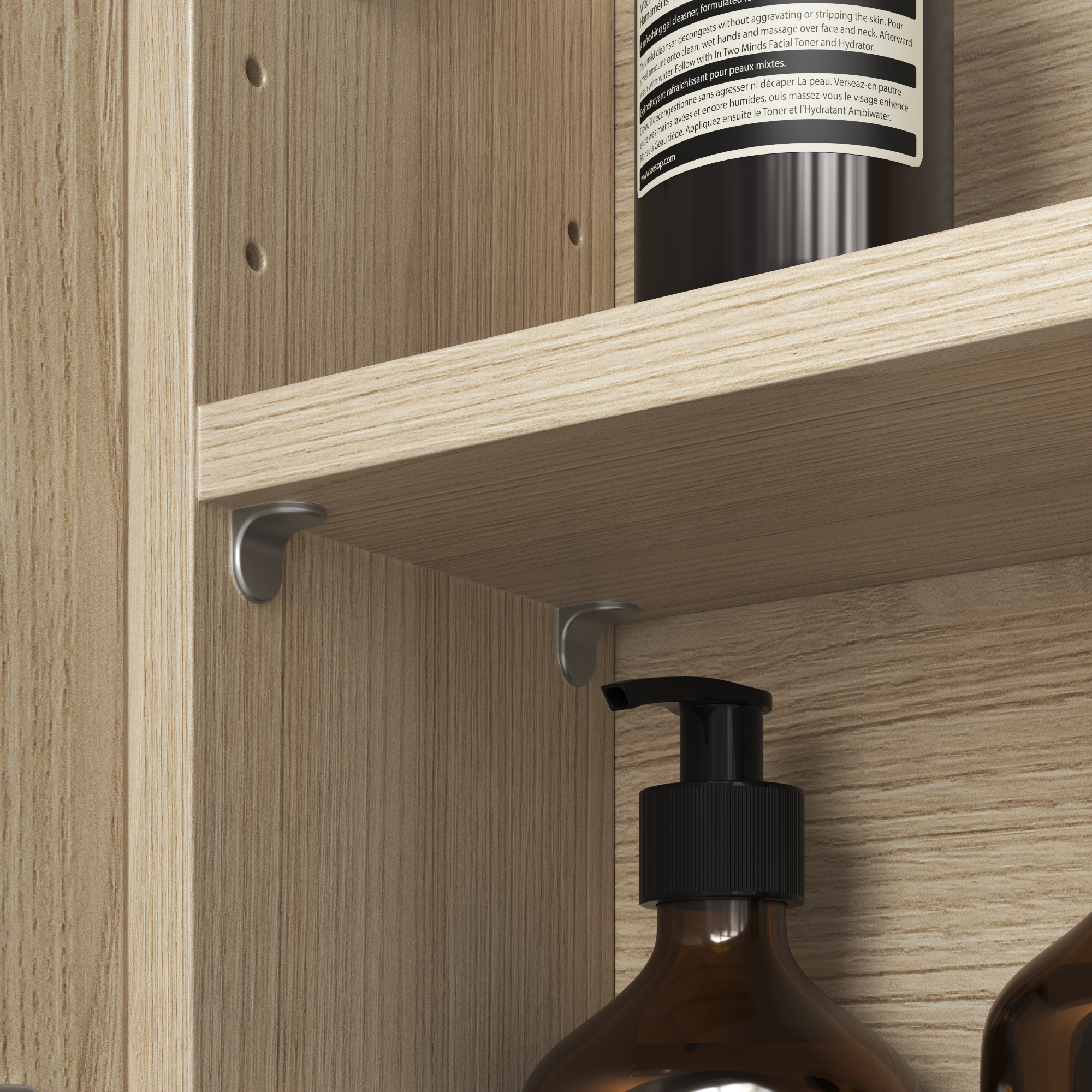 Armoire de toilette l.70 cm H.70 cm P.16 cm, effet chêne naturel, SENSEA Easy 3 - 5