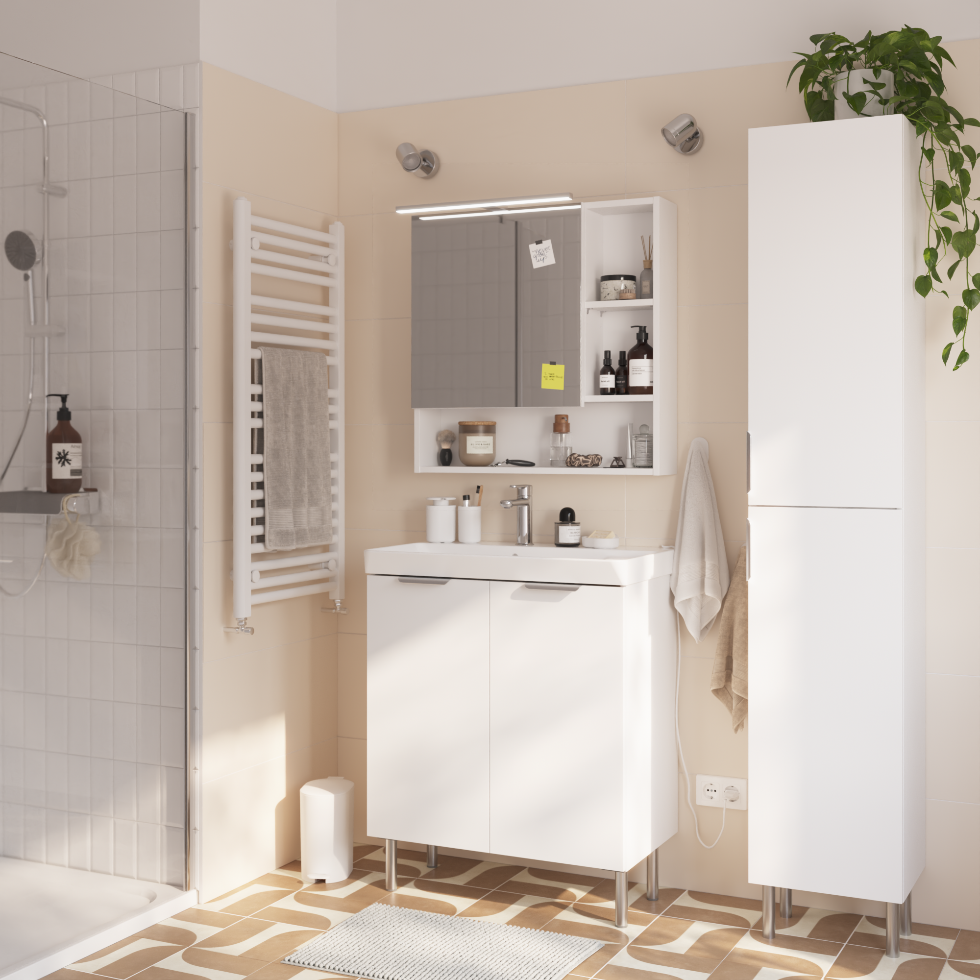 Armoire de toilette l.70 cm H.70 cm P.16 cm, blanc, Easy 3 - 3