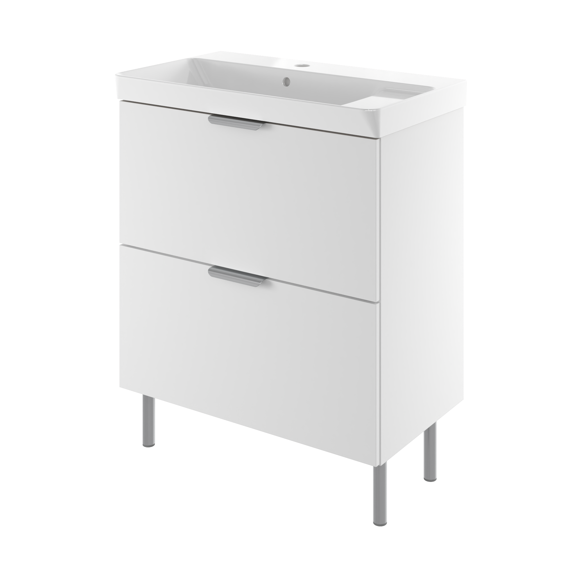 Zestaw szafka umywalkowa stojąca z umywalką 71x42 cm 2 szuflady Easy biały mat Sensea