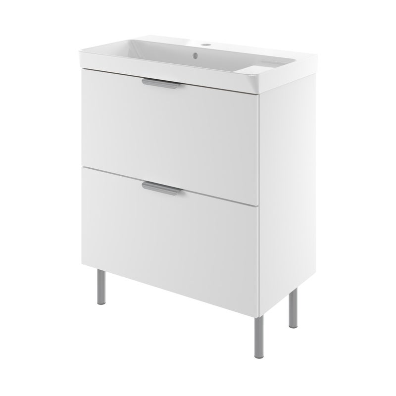 Zestaw szafka umywalkowa stojąca z umywalką 71x42 cm 2 szuflady Easy biały mat Sensea