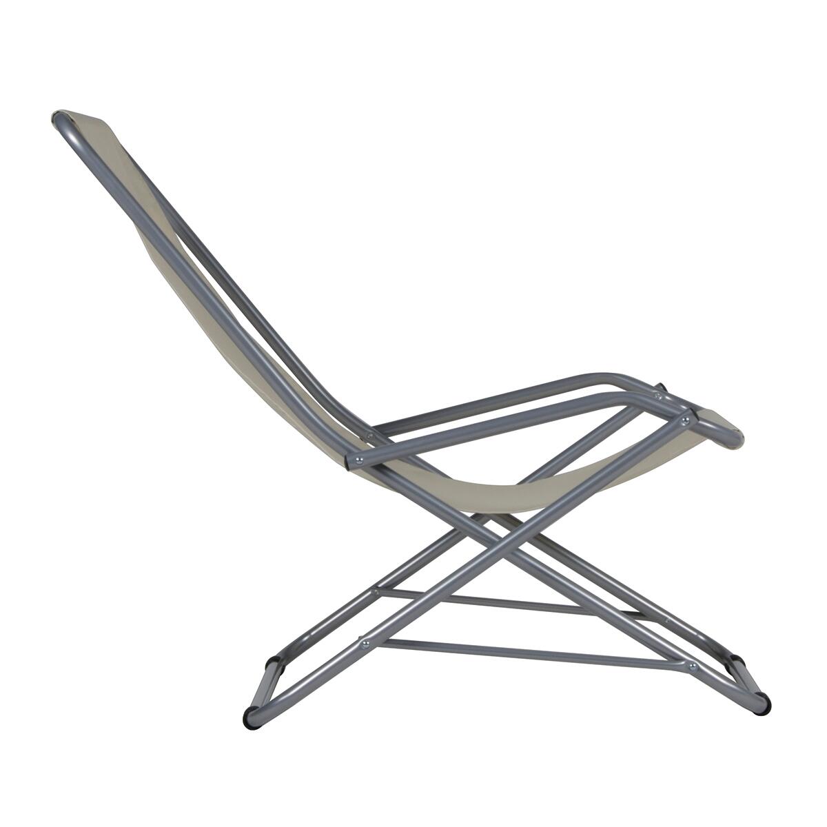 Sedia a sdraio da giardino in acciaio con braccioli pieghevole Swing FIAM, seduta in poliestere beige - 5