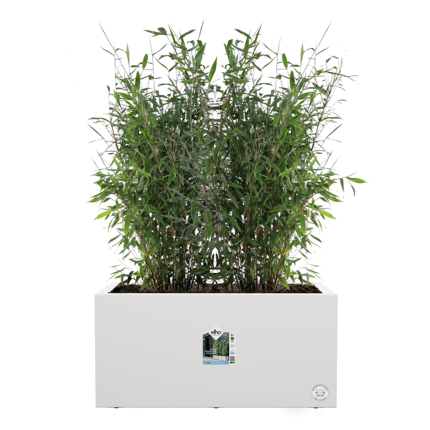 Jardinera rectangular de polipropileno ELHO Vivo Next 60 x 29.2 x 22.8 cm blanco con ruedas - 11