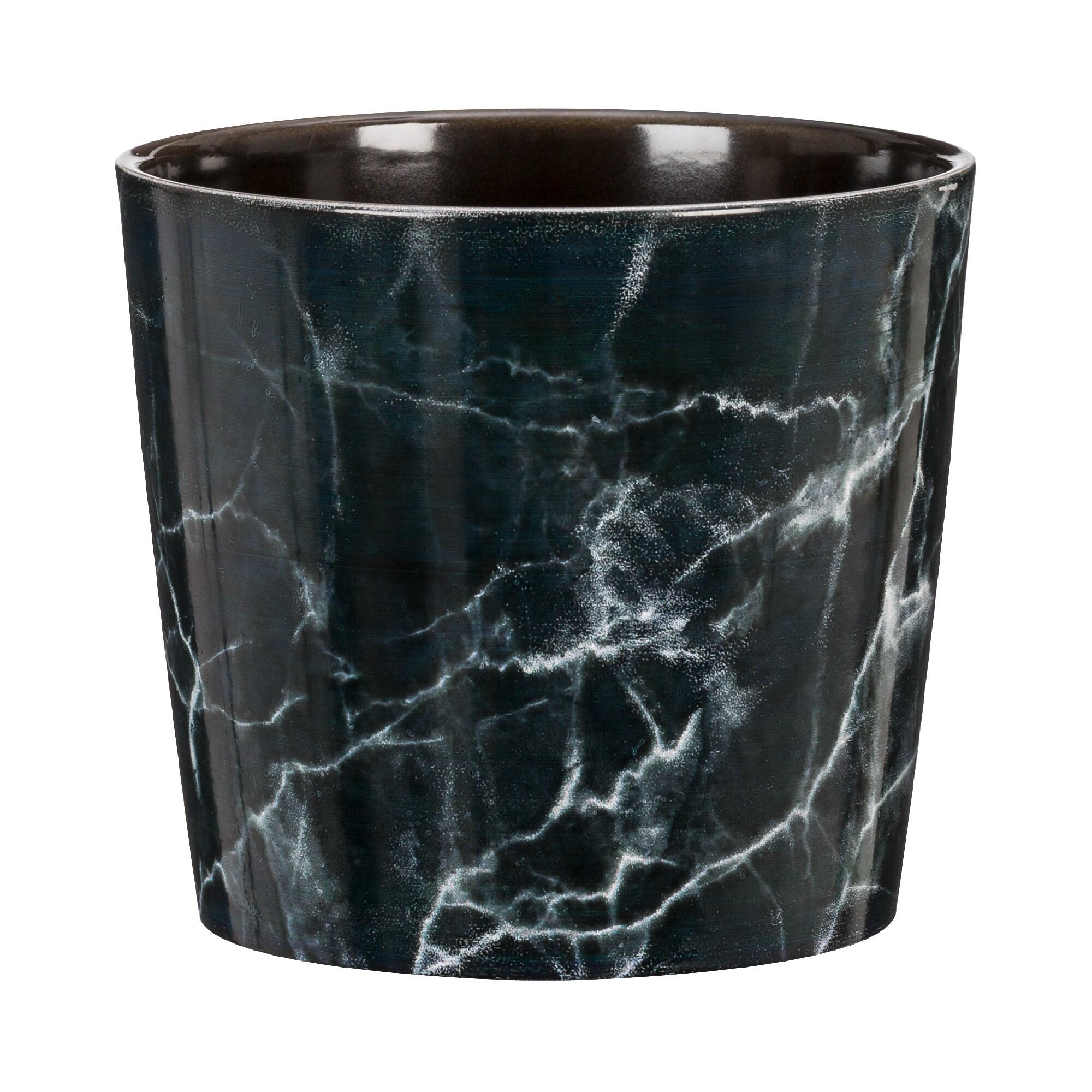 Ghiveci flori Black Marble, ceramica, Ø 11 cm, negru