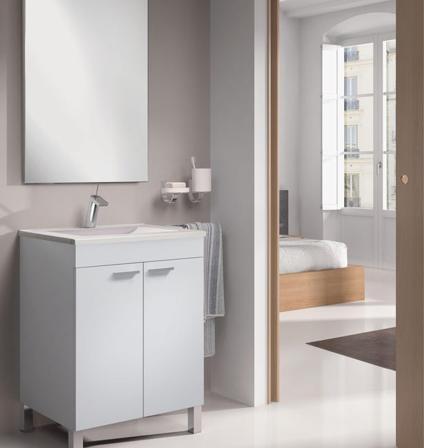 MUEBLE DE BAÑO CON ESPEJO LC1 BLANCO 60X45CM - 1