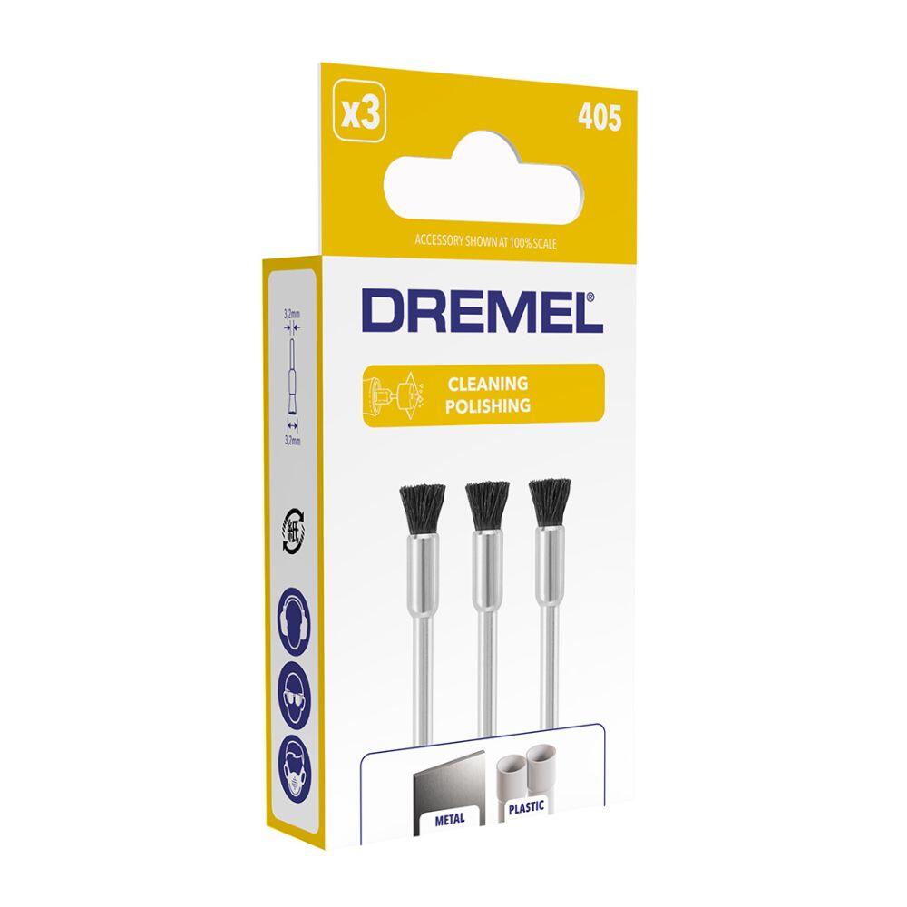 Lot de 3 brosses en soie pour nettoyer et polir ø 3,2 mm, DREMEL 405 - 3