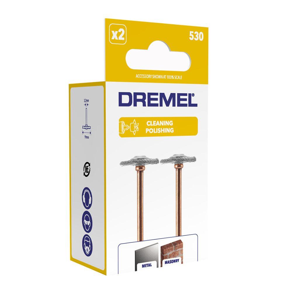 Lot de 2 brosses en acier inoxydable ø 19 mm, DREMEL 530 - 2