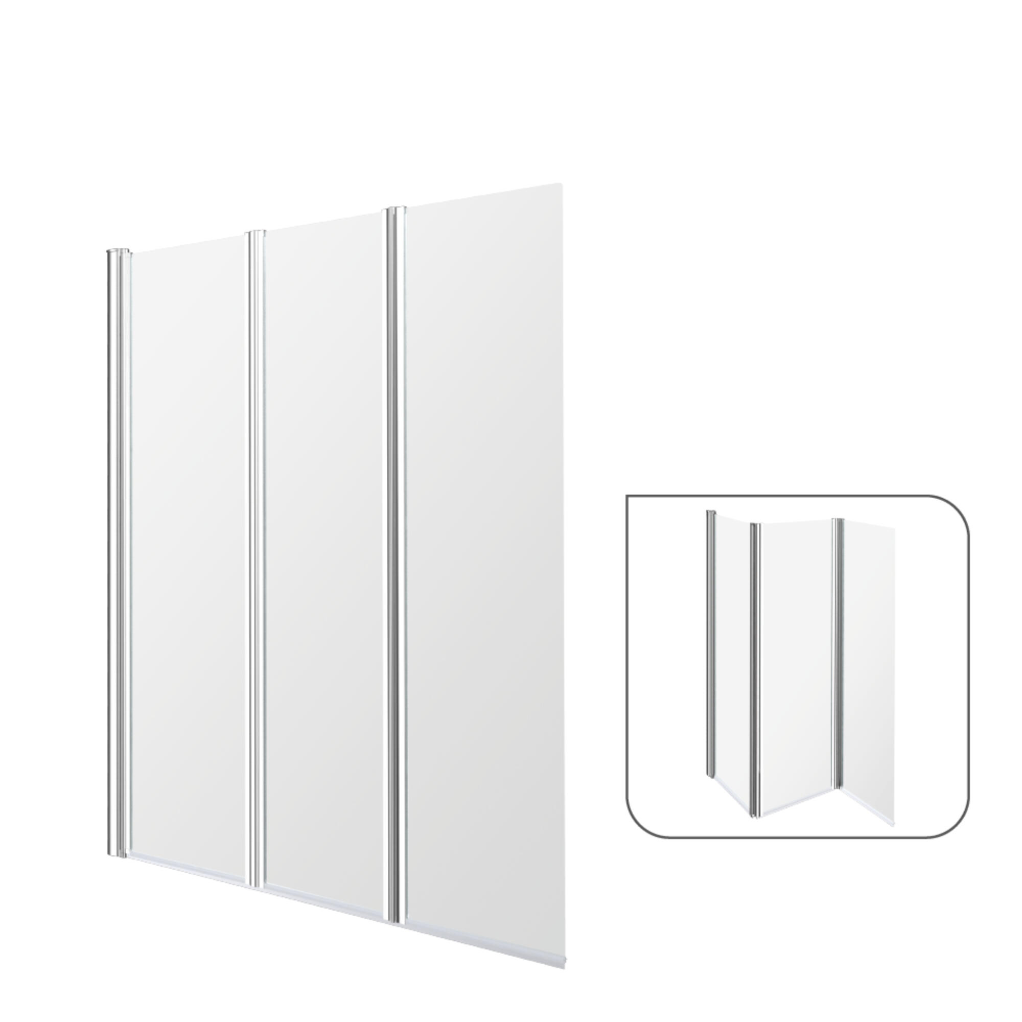 Paravan cada Sensea Essential, deschidere plianta, 120 x 140 cm, profil crom