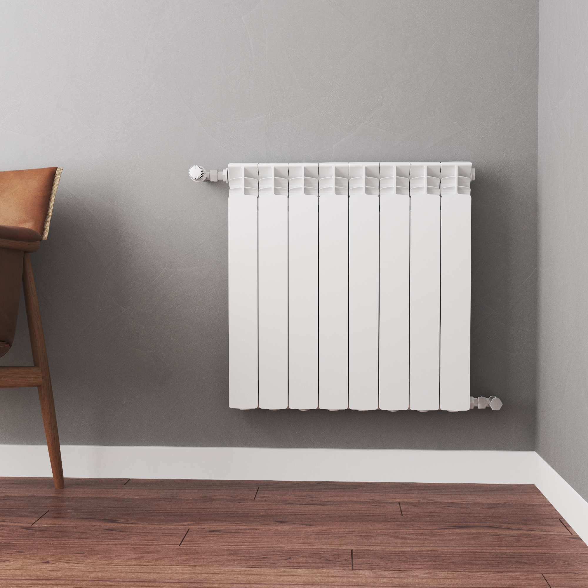 Radiateur eau chaude horizontal 1020W, l.64xH.65.6cm blanc EQUATION Alurad - 2