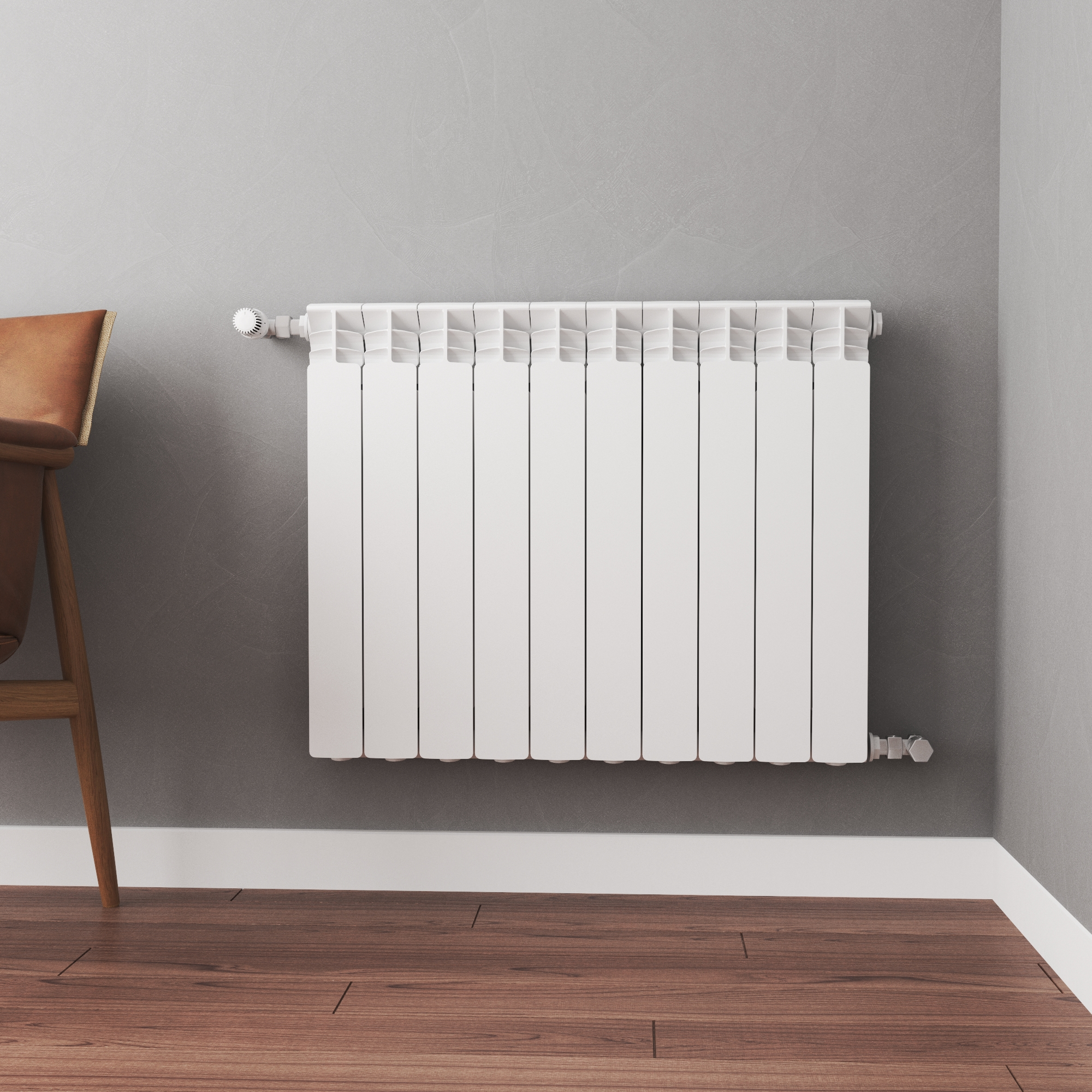 Radiateur eau chaude horizontal 1275W, l.80xH.65.6cm blanc EQUATION Alurad - 2
