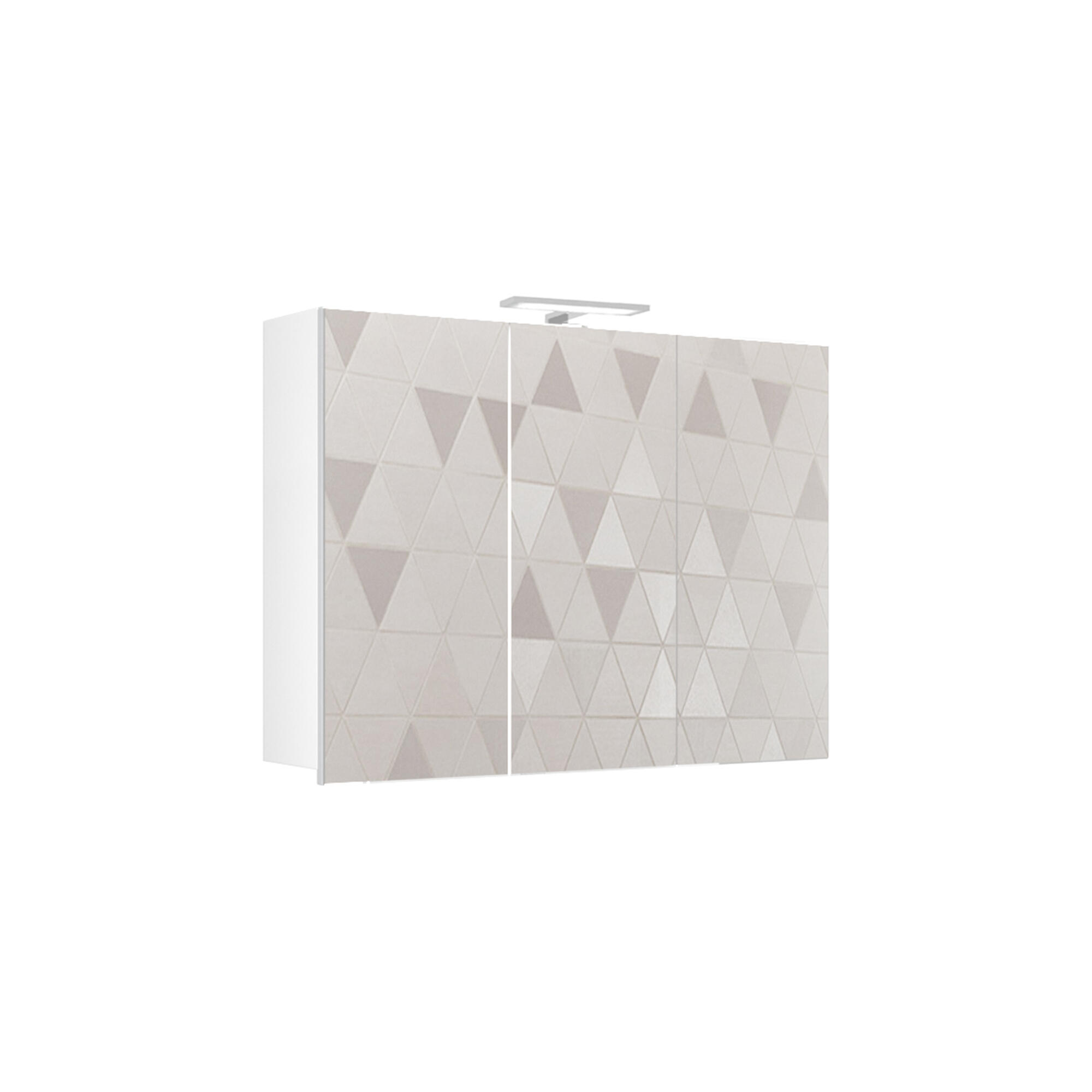 Dulap baie cu oglinda Panoramic, iluminare led, 103 x 77.2 x 15.5 cm, alb