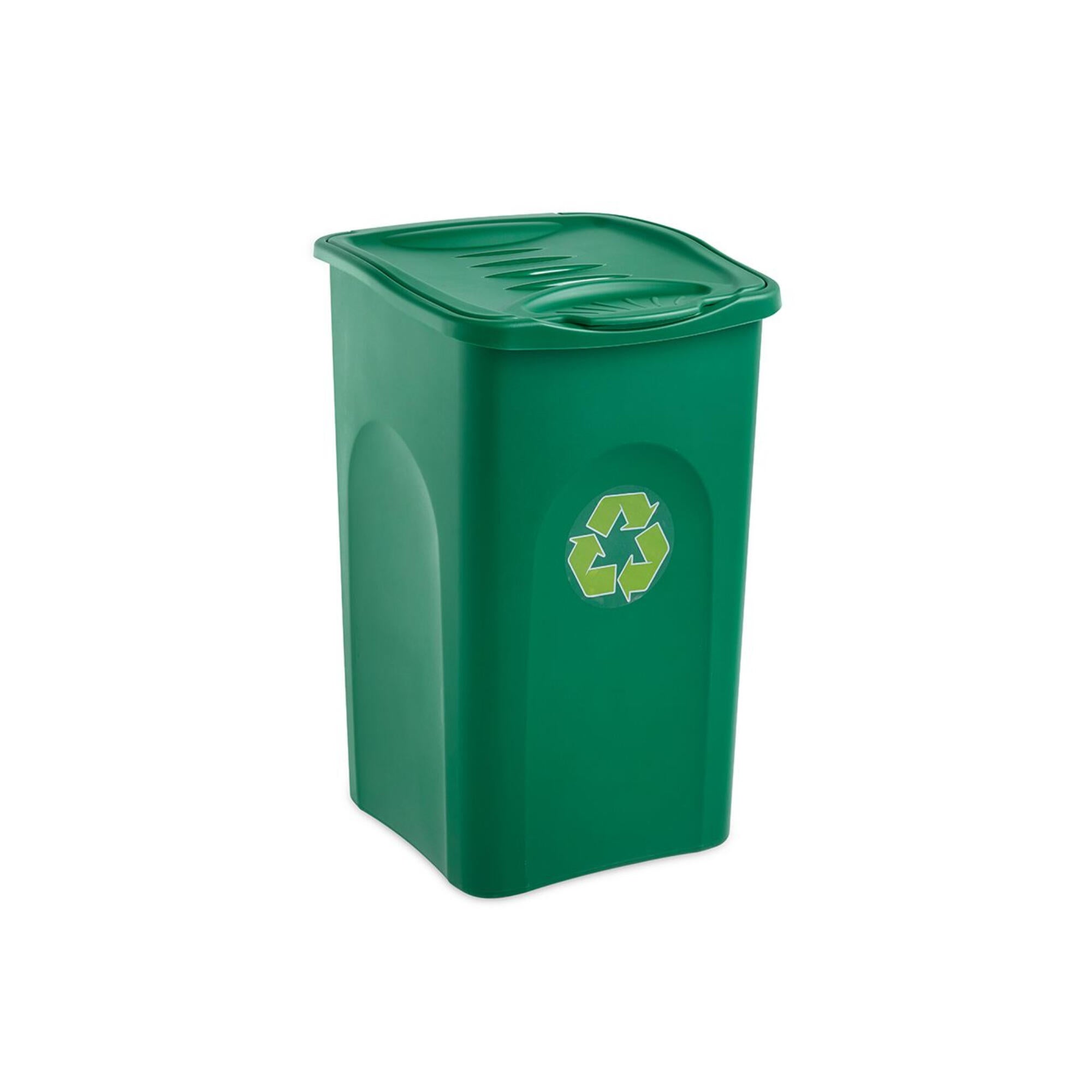Cos de gunoi B-Line, din plastic, deschidere capac, 50 L, verde