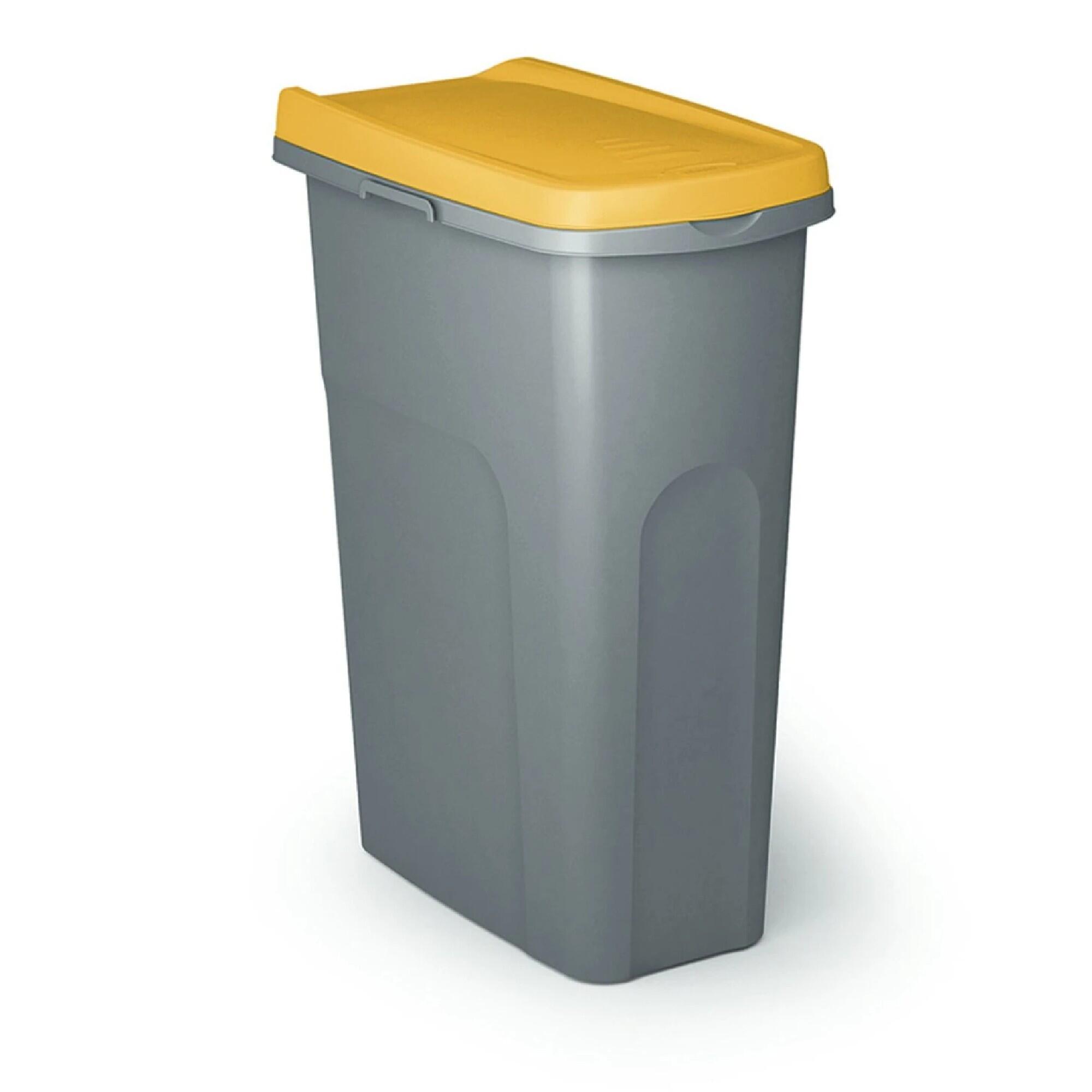 Cos de gunoi Home, din plastic, deschidere capac, 15 L, galben