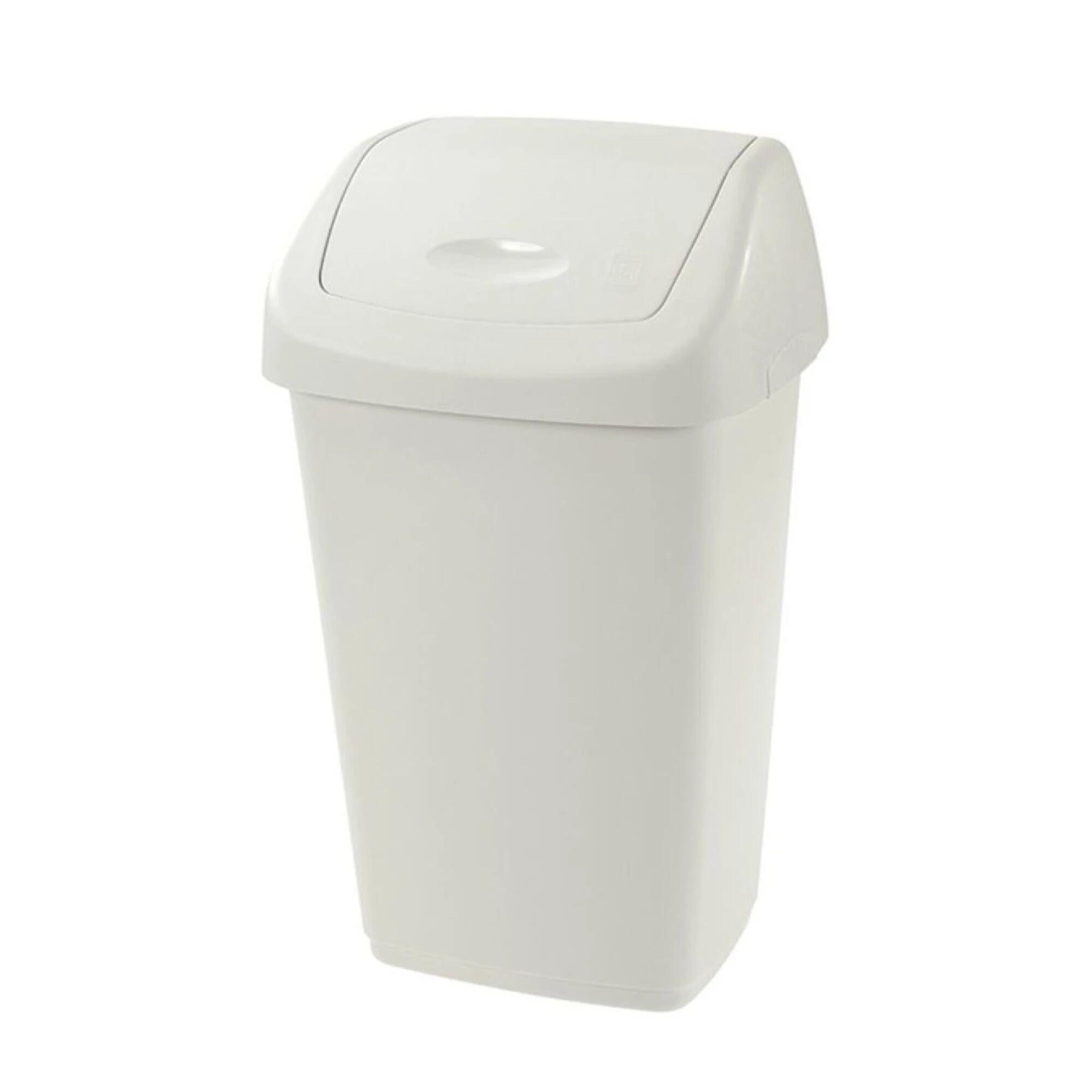 Cos de gunoi Aurora, din plastic, deschidere batanta, 15 L, alb