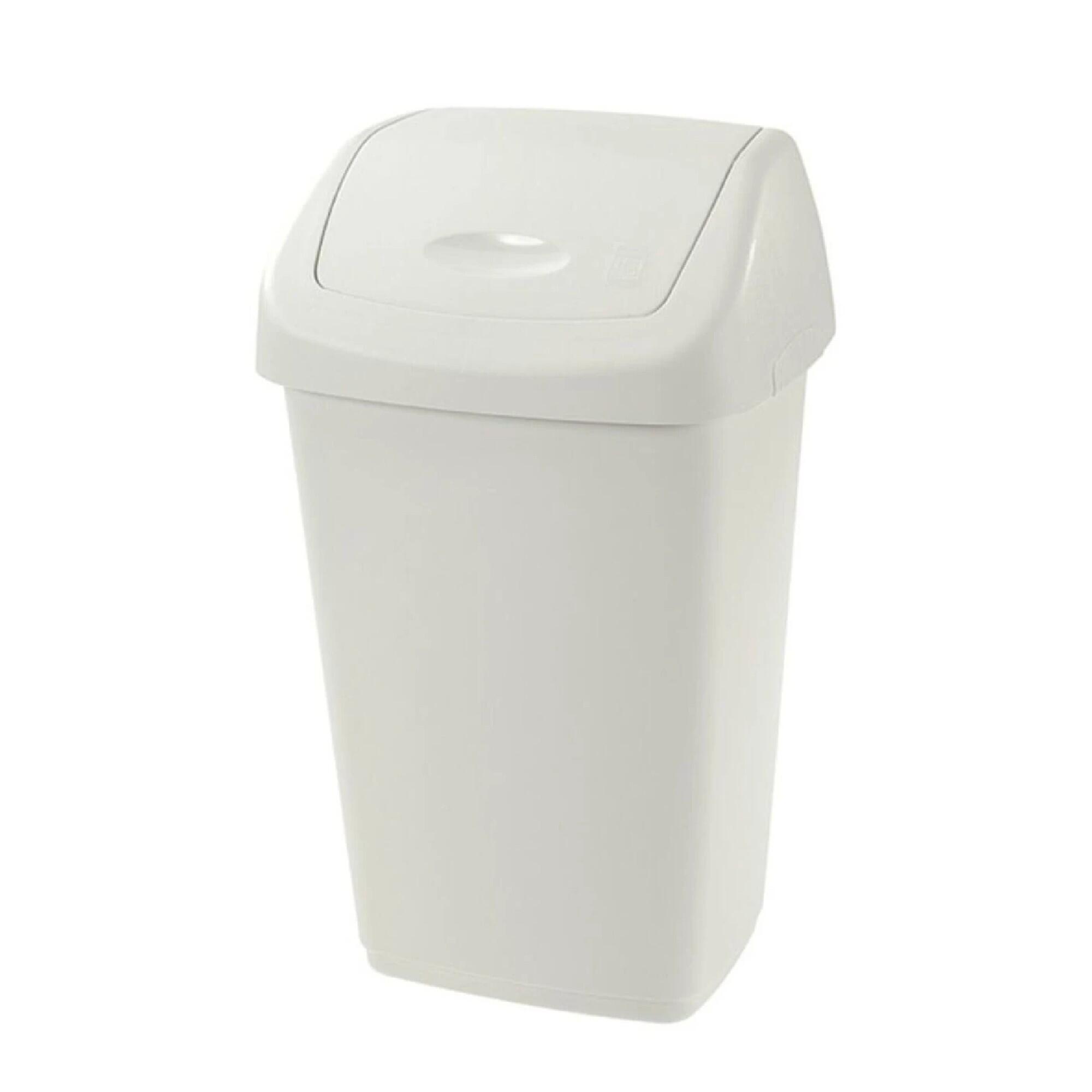 Cos de gunoi Aurora, din plastic, deschidere batanta, 25 L, alb