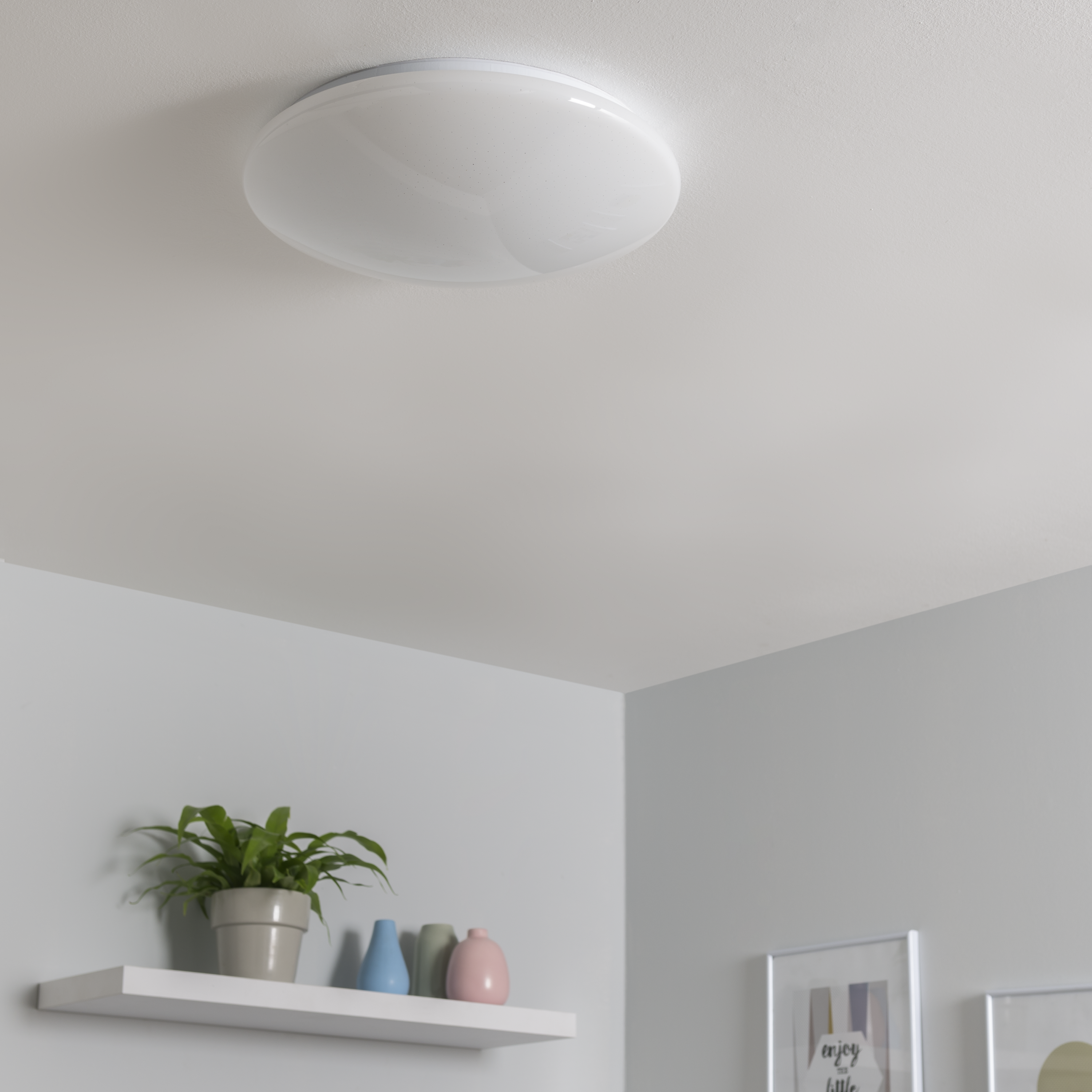 Plafonnier, essentiel plastique blanc module led INSPIRE Modica starry D.40 cm - 3