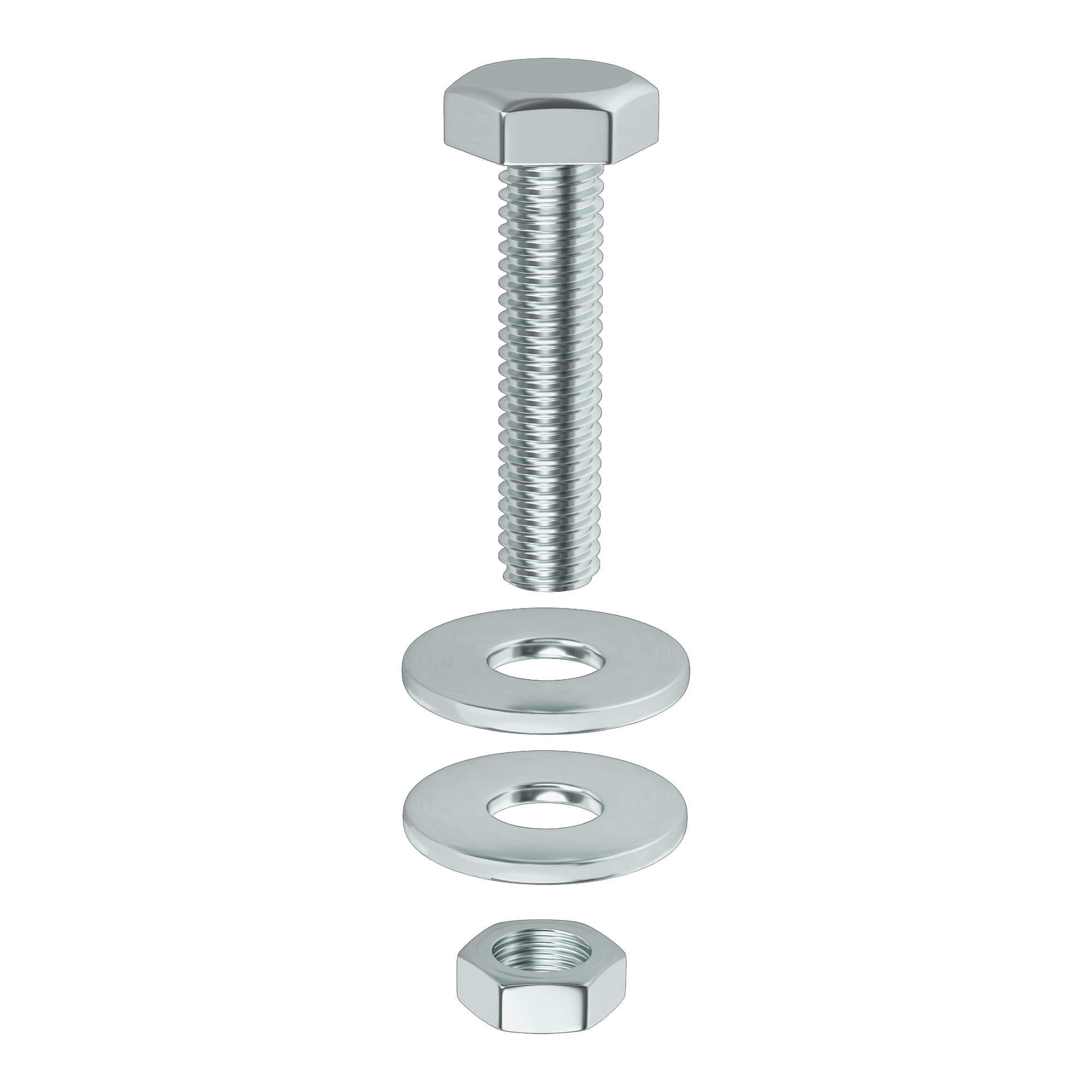 Suruburi metrice cu cap hexagonal, saiba si piulita, otel, M6 x 50 mm (6 buc)