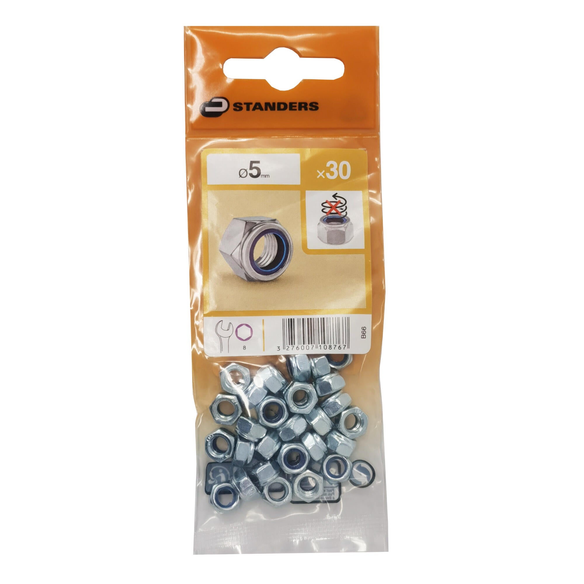 Piulite hexagonale cu autoblocare M5, otel zincat (30 buc)
