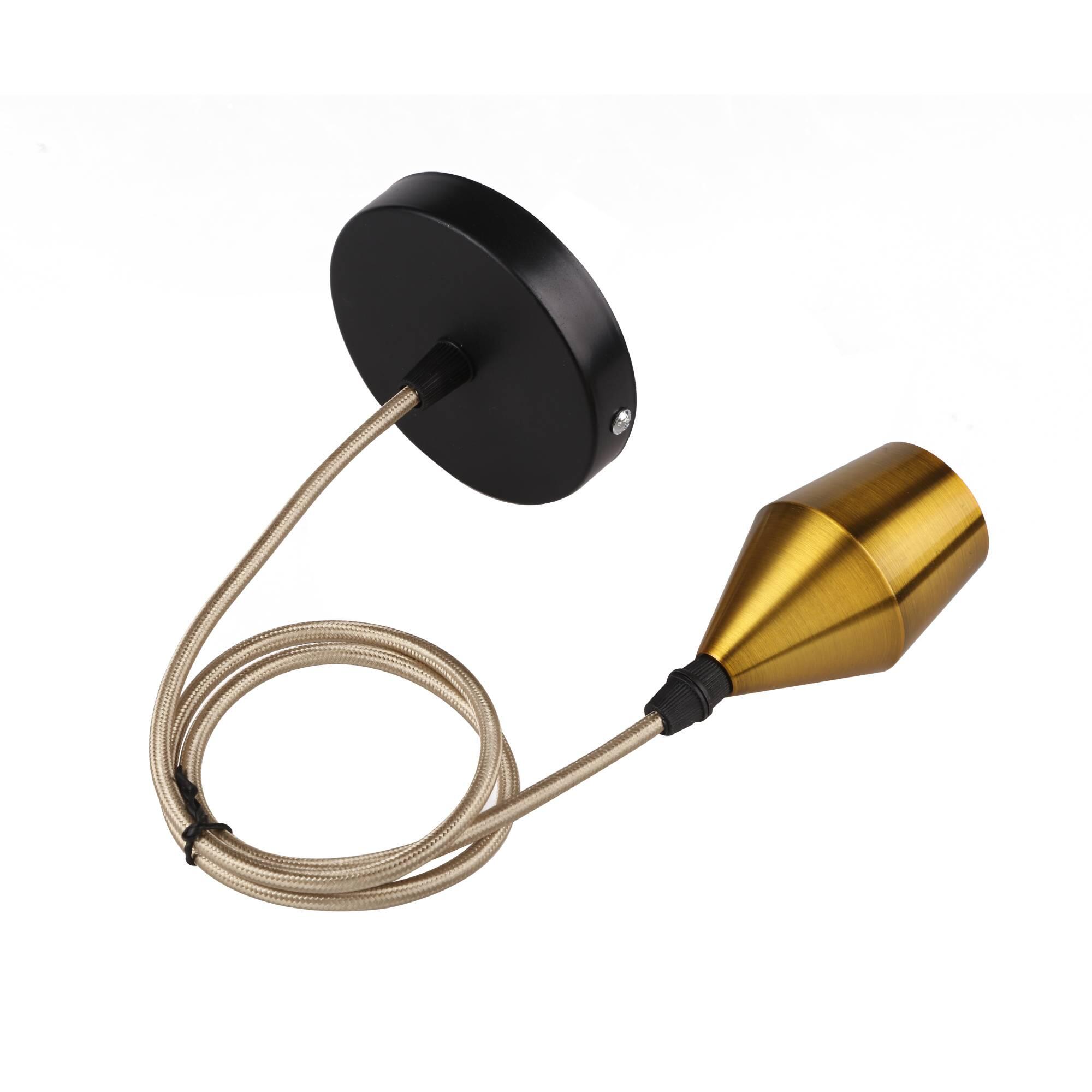 Cablu pendul metalic, 1 x E27, forma conica, auriu