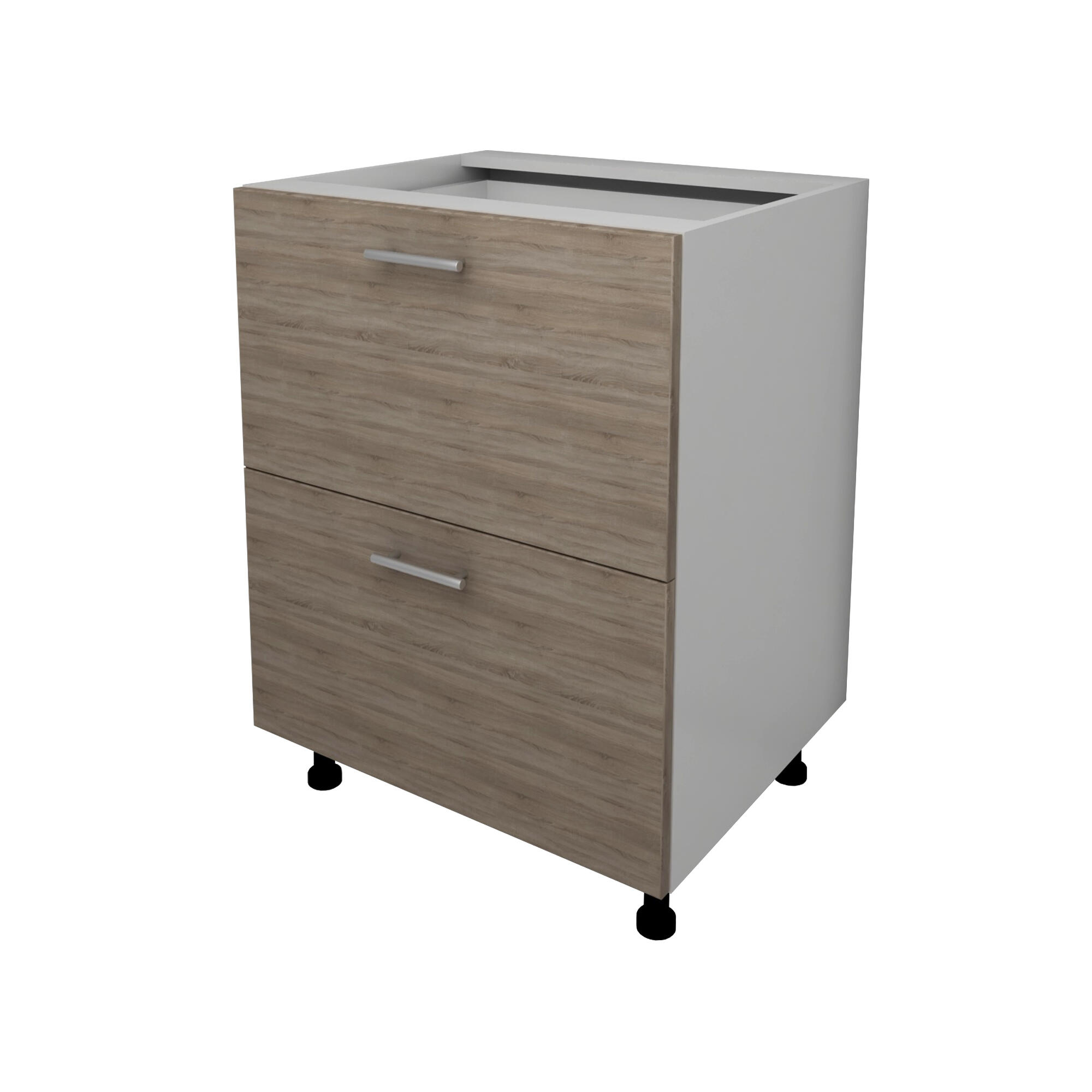 Corp inferior Delice, 2 sertare, latime 60 cm, material usa PAL melaminat, decor sonoma gri