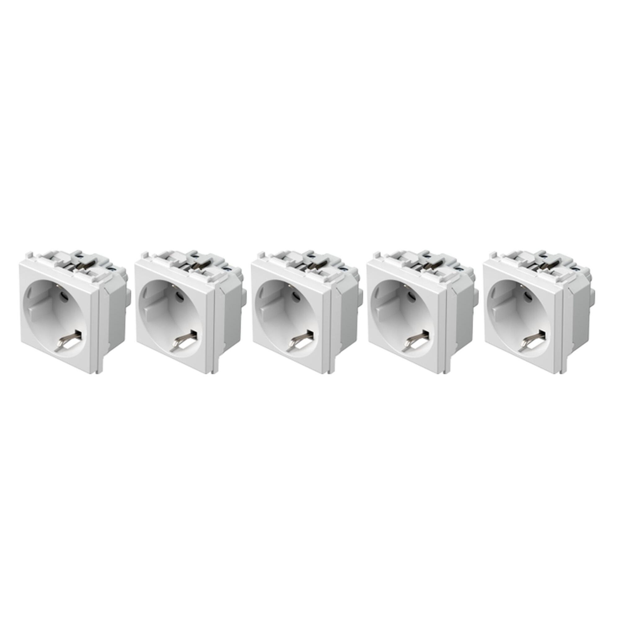 Priza schuko Tem Modul, 2 module, IP20, alba (set 5 buc)