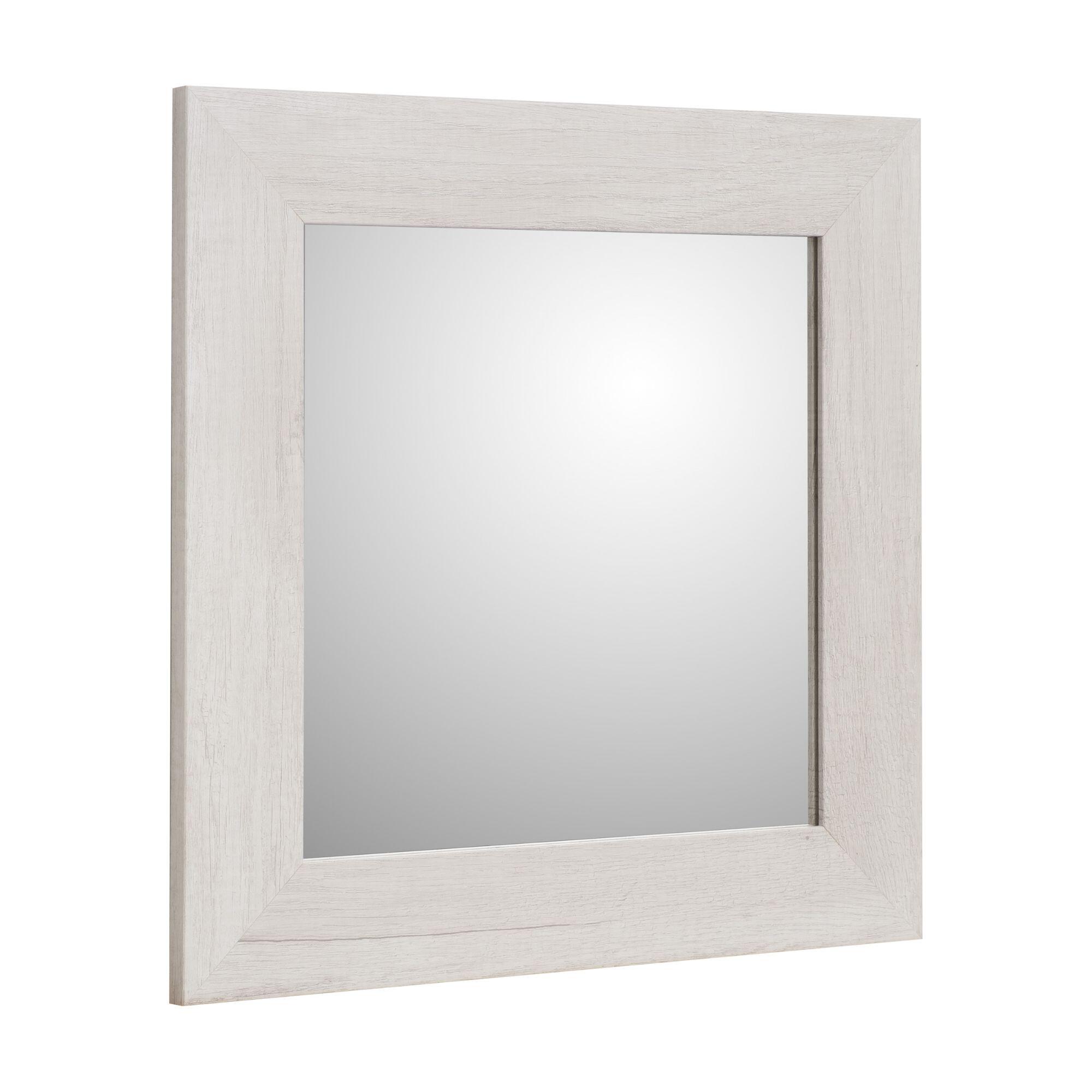 Oglinda decorativa Cora, 30 x 30 cm, rama lemn, alb