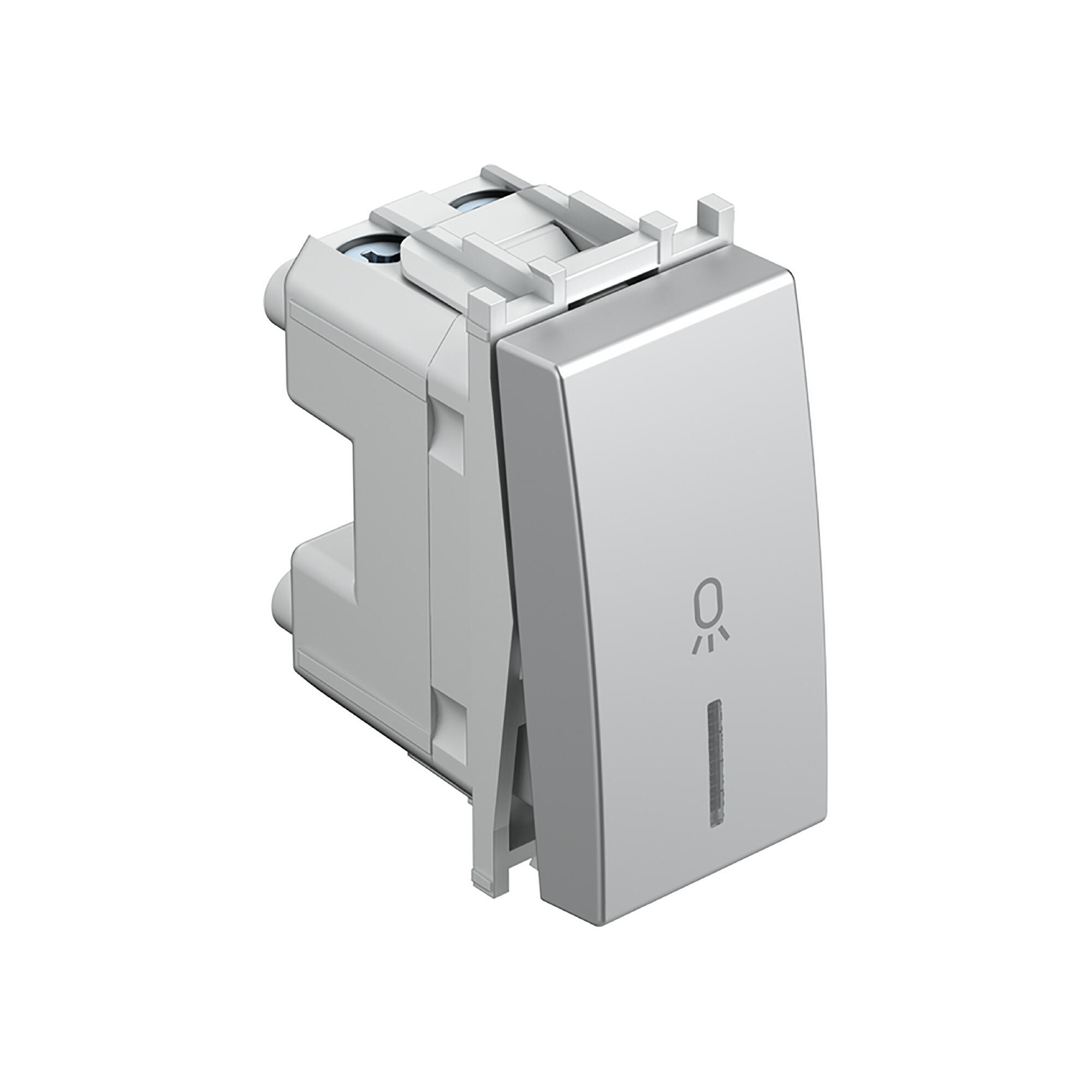 Intrerupator cu revenire Tem Modul, un modul, pentru sonerie, cu led, modular, IP20, argintiu