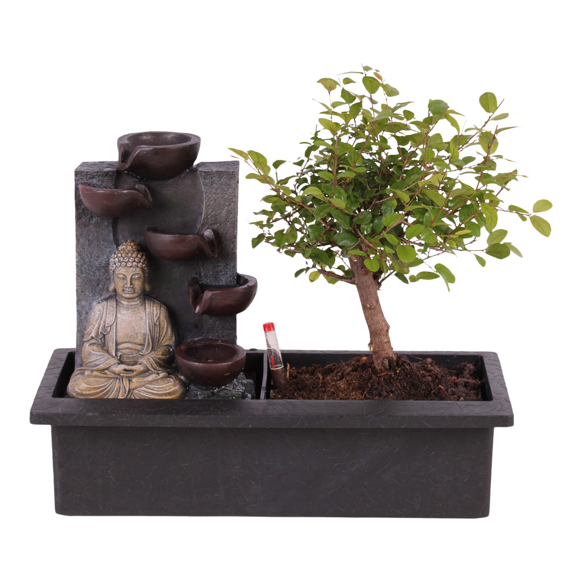 Aranjament floral, bonsai cu fantana Buddha, lungime 29 cm