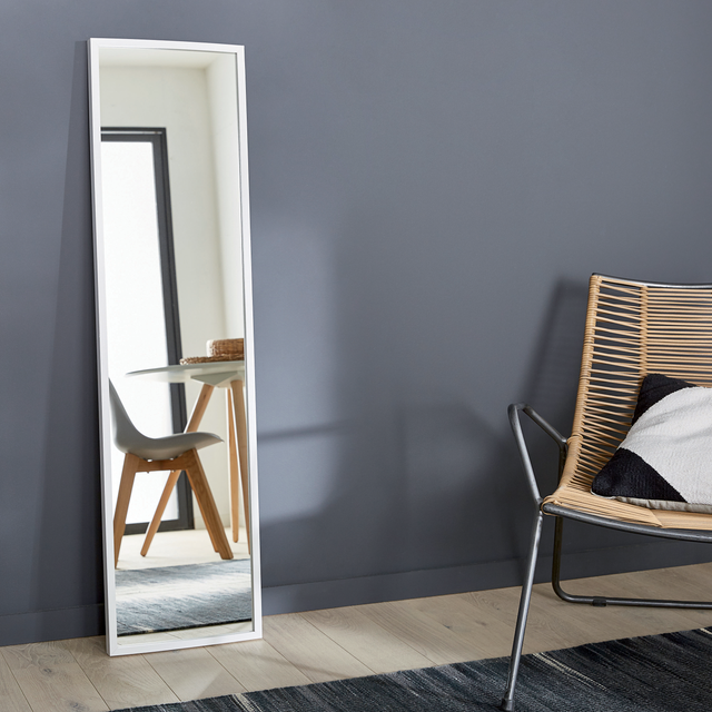 Miroir rectangulaire, mdf blanc Milo, l.32 x H.122 cm