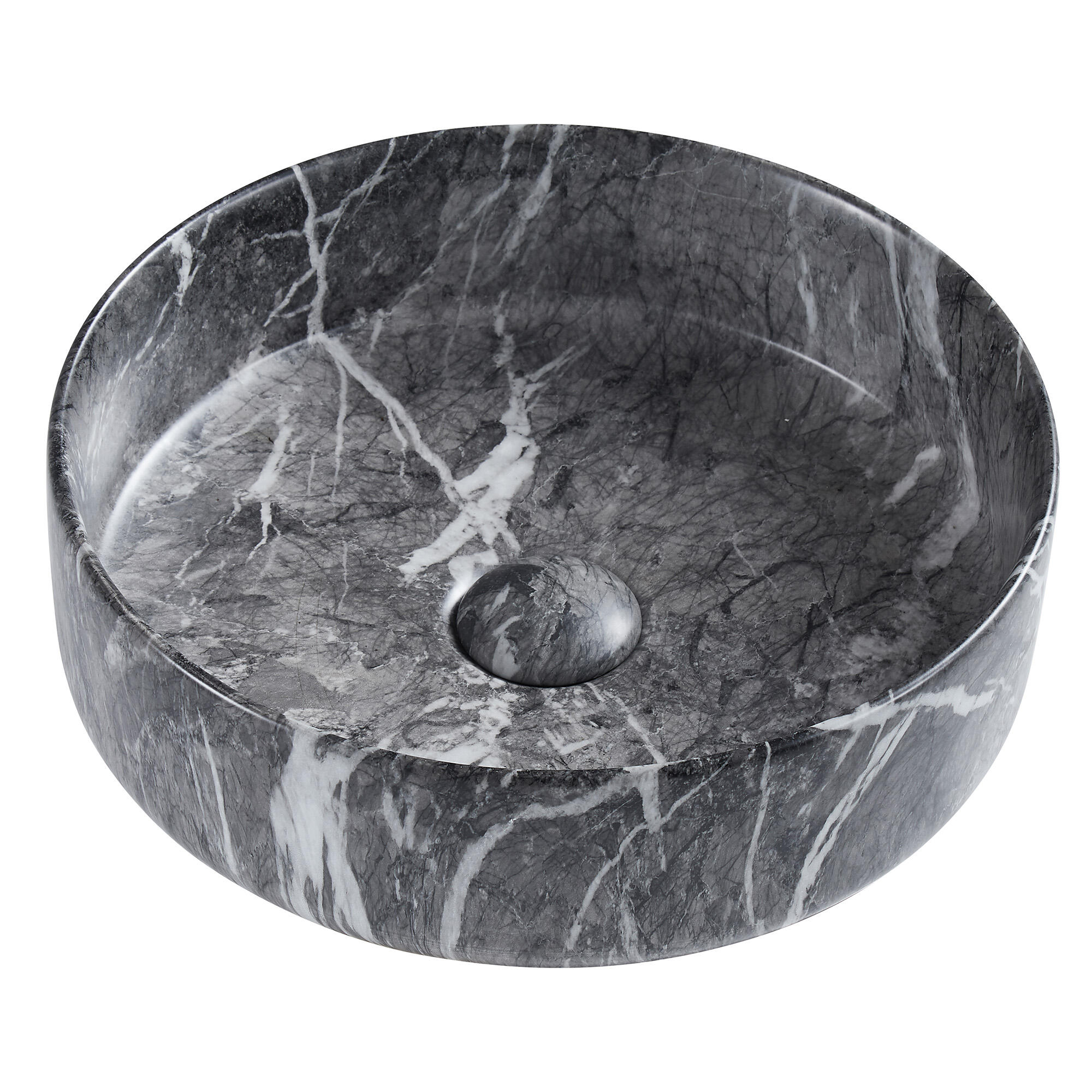 LAVABO SOBREPONER REDONDO 36CM MARMOL NEGRO - 4