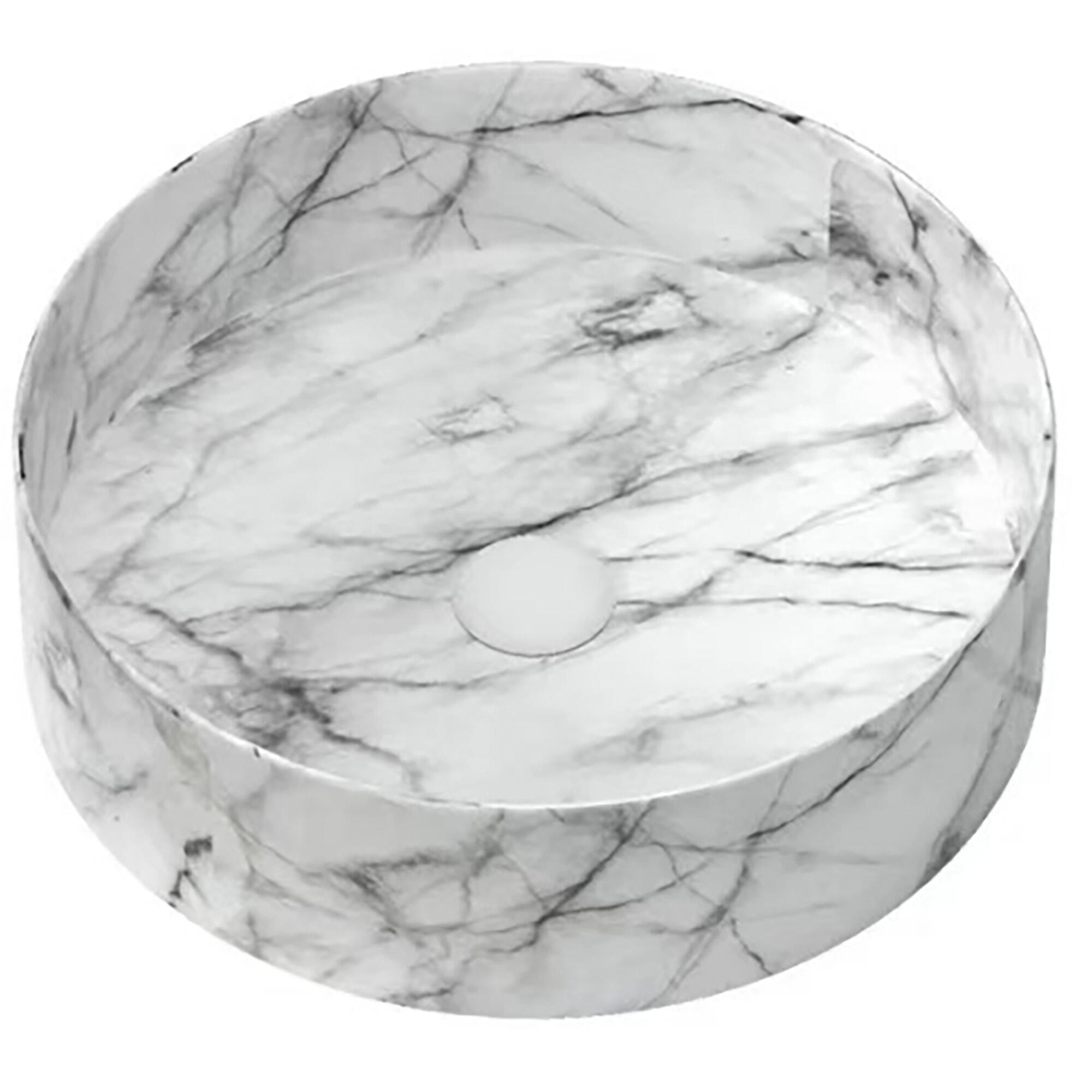 LAVATÓRIO POUSAR REDONDO MARMORE 36X36X16CM BRANCO - 6