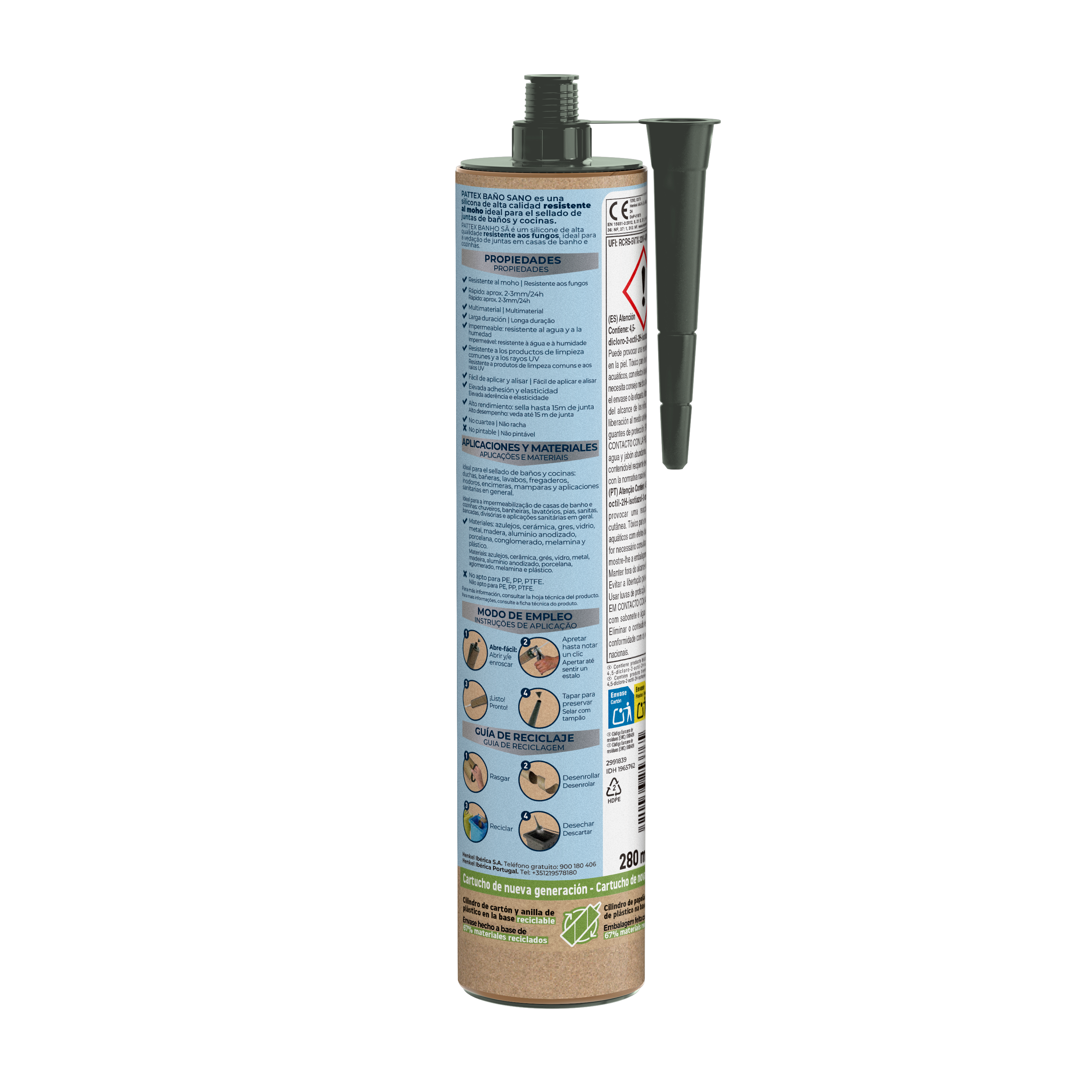 Silicona antimoho Baños y Cocinas Pattex 280 ml transparente - 5