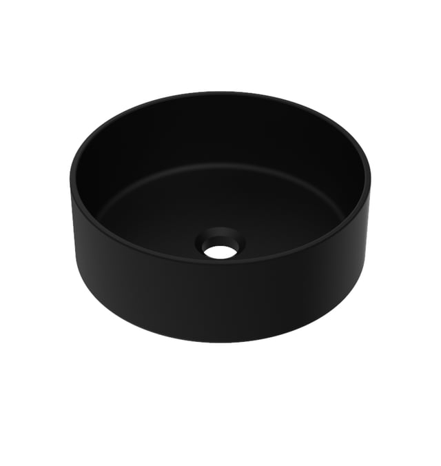 LAVABO SOBREPONER REDONDO 36CM NEGRO MATE