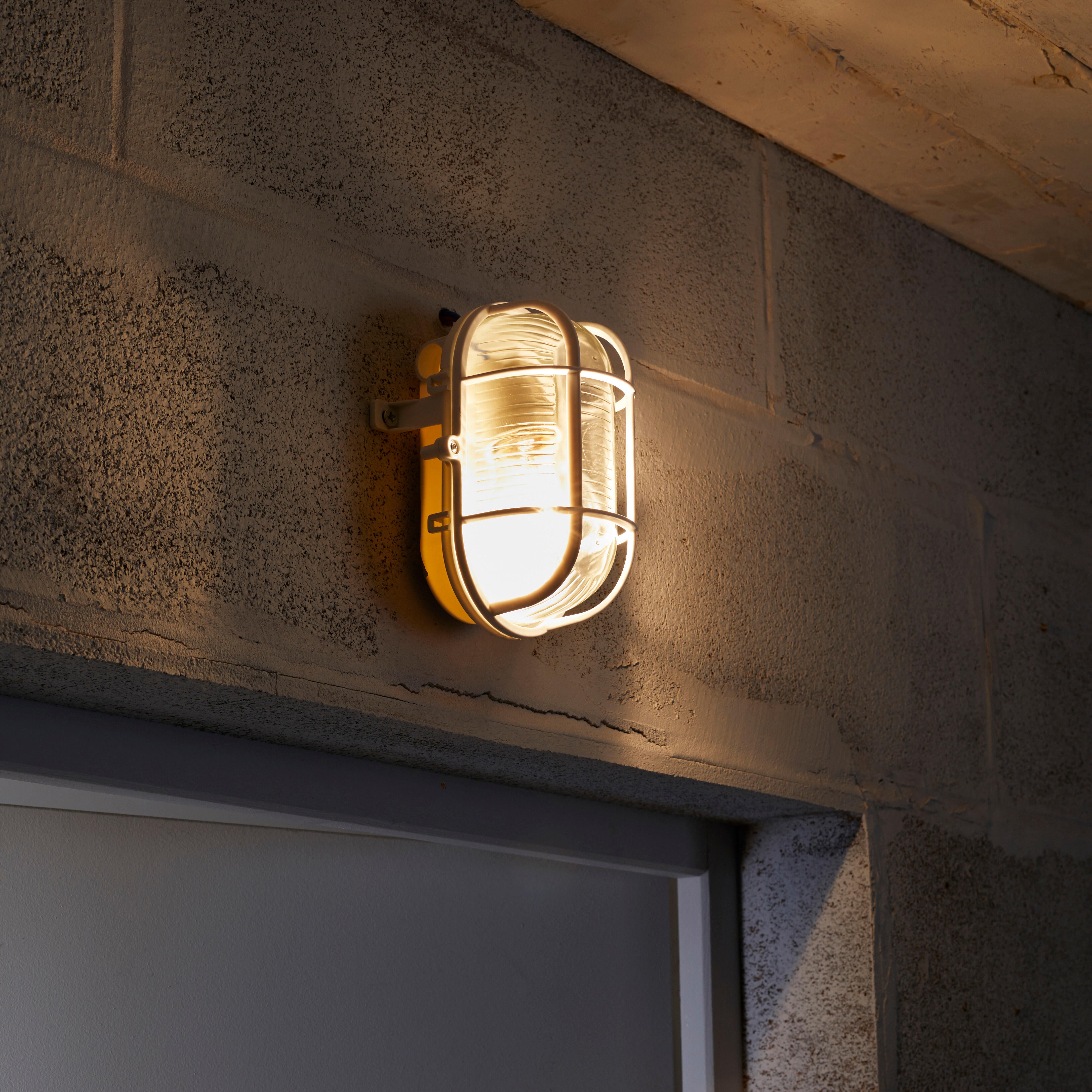 Candeeiro de parede oval Olho Boi IP44 E27 com grelha branco - 9