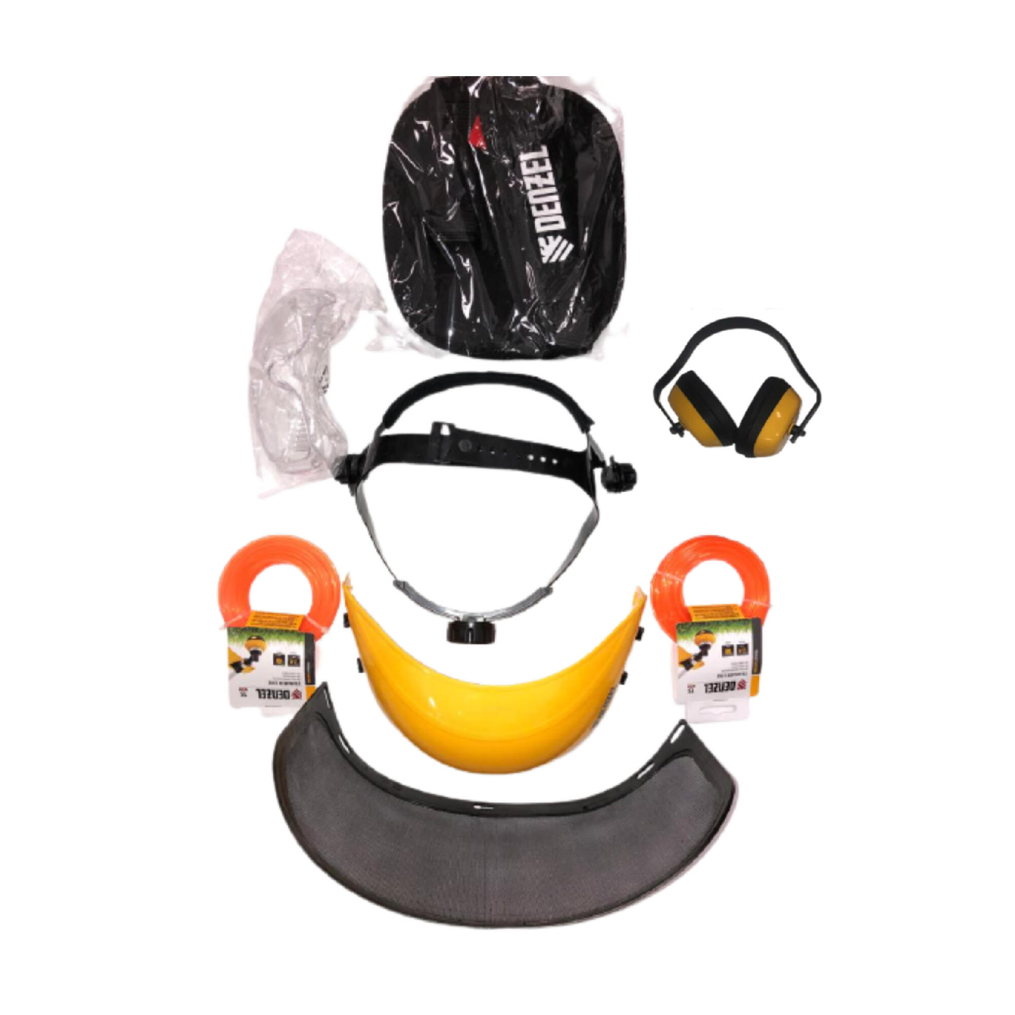 Set casti si ochelari protectie, ham, viziera si 2 role fir 2.4 mm x 15 m 2buc