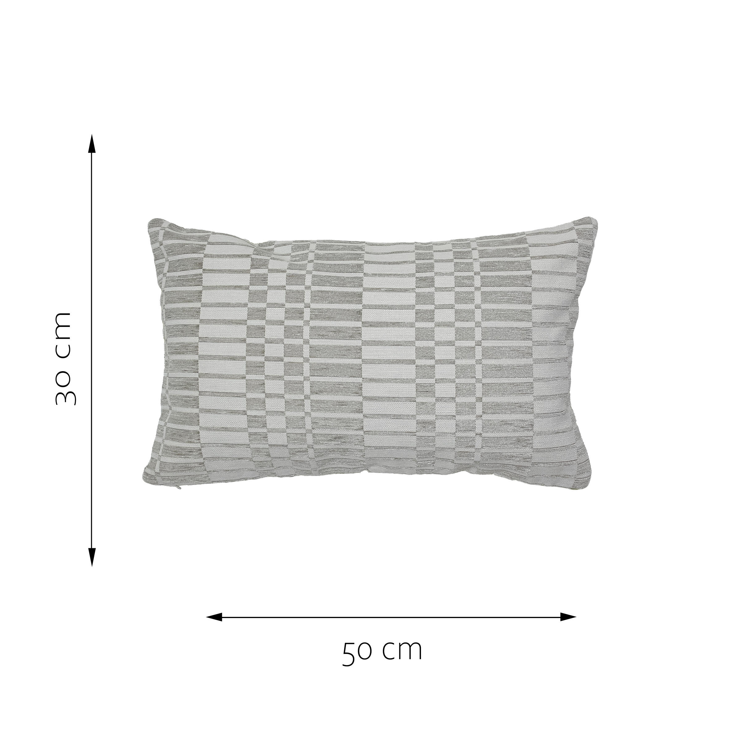 Cojín decorativo rectangular J1428 franela poliéster gris claro cuadros doble cara 30x50cm - 2