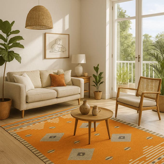 Alfombra naranja kilim