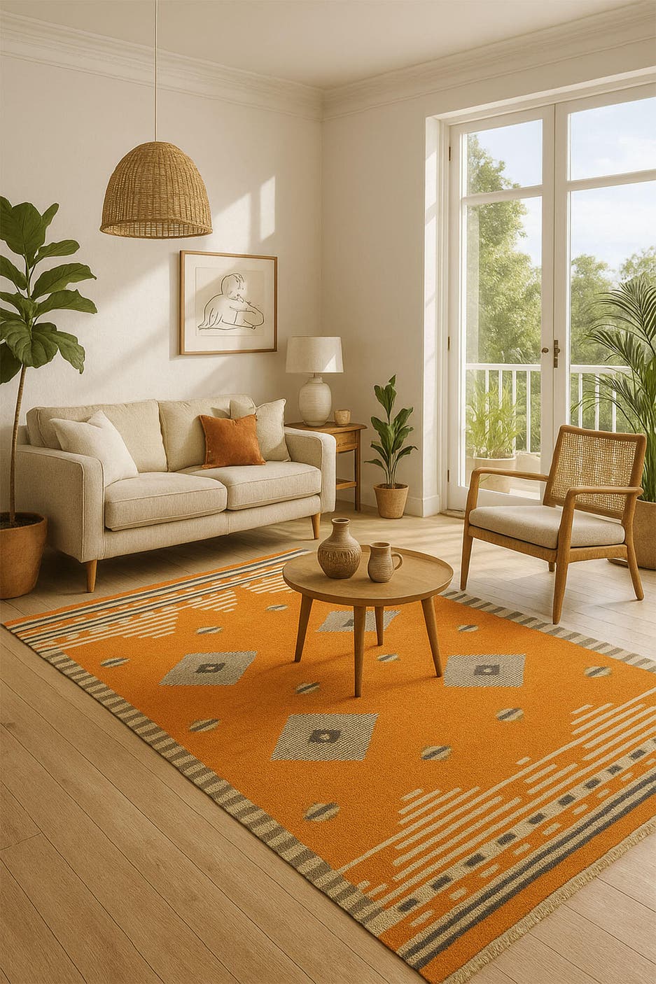Alfombra naranja kilim