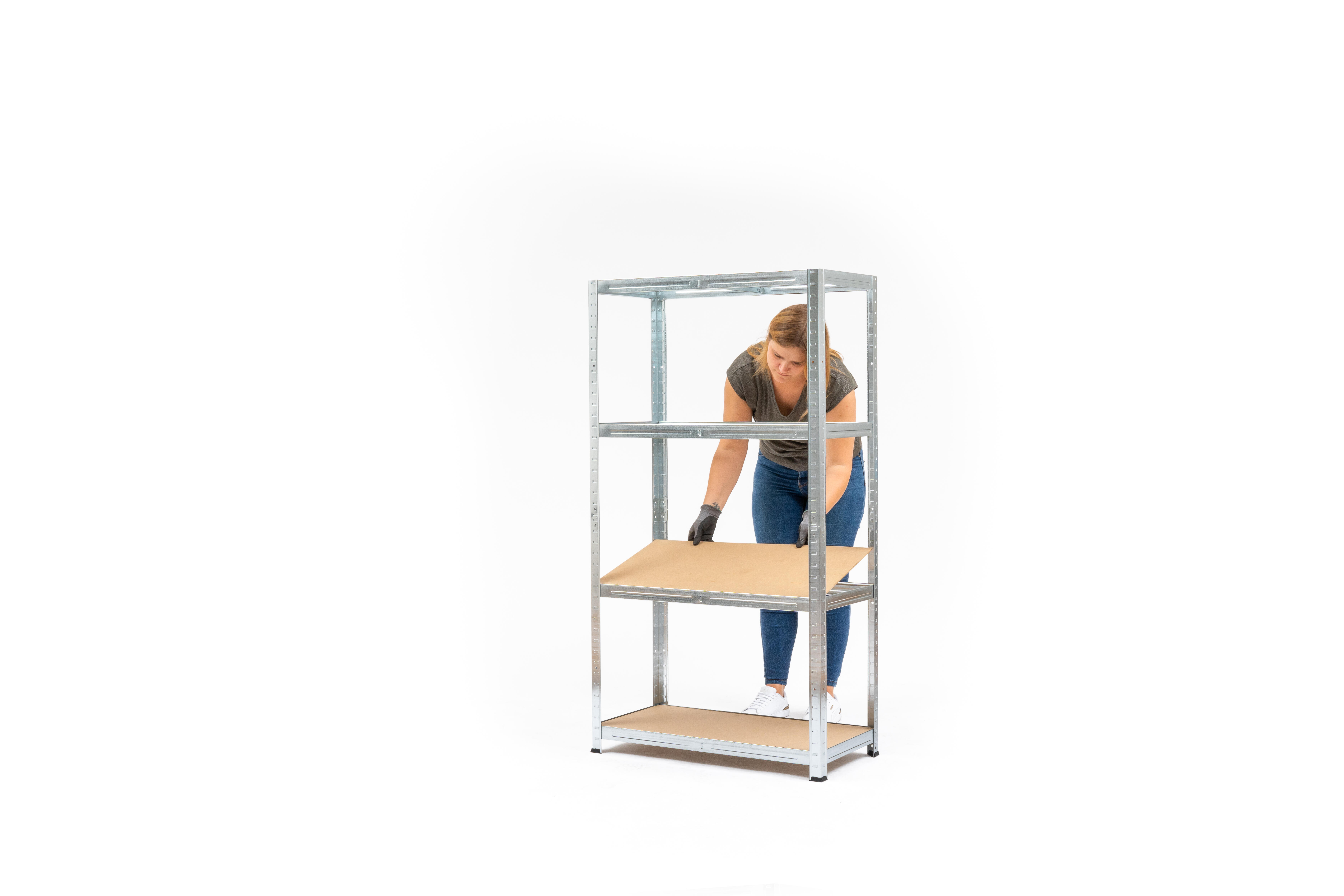 Etagère acier galvanisé AVASCO, 175 kg, 4T, H.148 x l.80 x P.40 cm - 3
