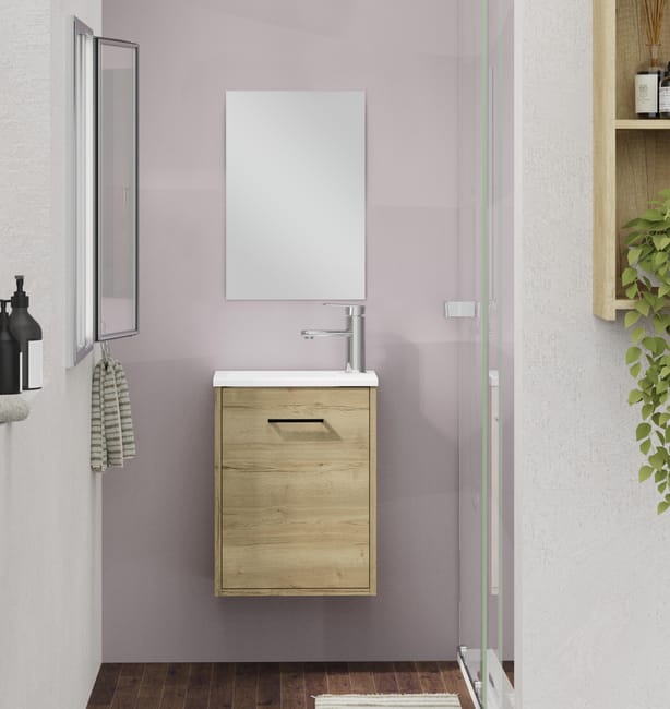CONJUNTO MUEBLE DE BAÑO MAYA ROBLE 40X22CM 1 PUERTA - 1