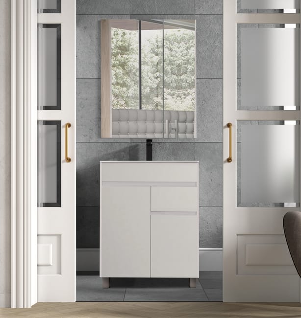 MUEBLE DE BAÑO LONDRES BLANCO 60X45CM 2 PUERTAS Y 1 CAJON - 1