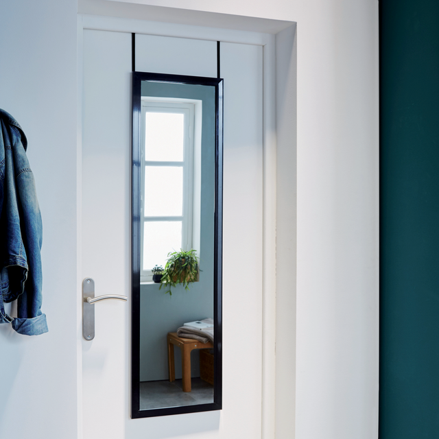 Miroir rectangulaire, polystyrène noir De porte INSPIRE, l.30 x H.120 cm