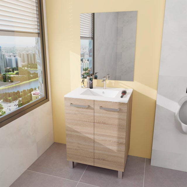 MÓVEL BANHO ECO 80CM 2 PORTAS CARVALHO