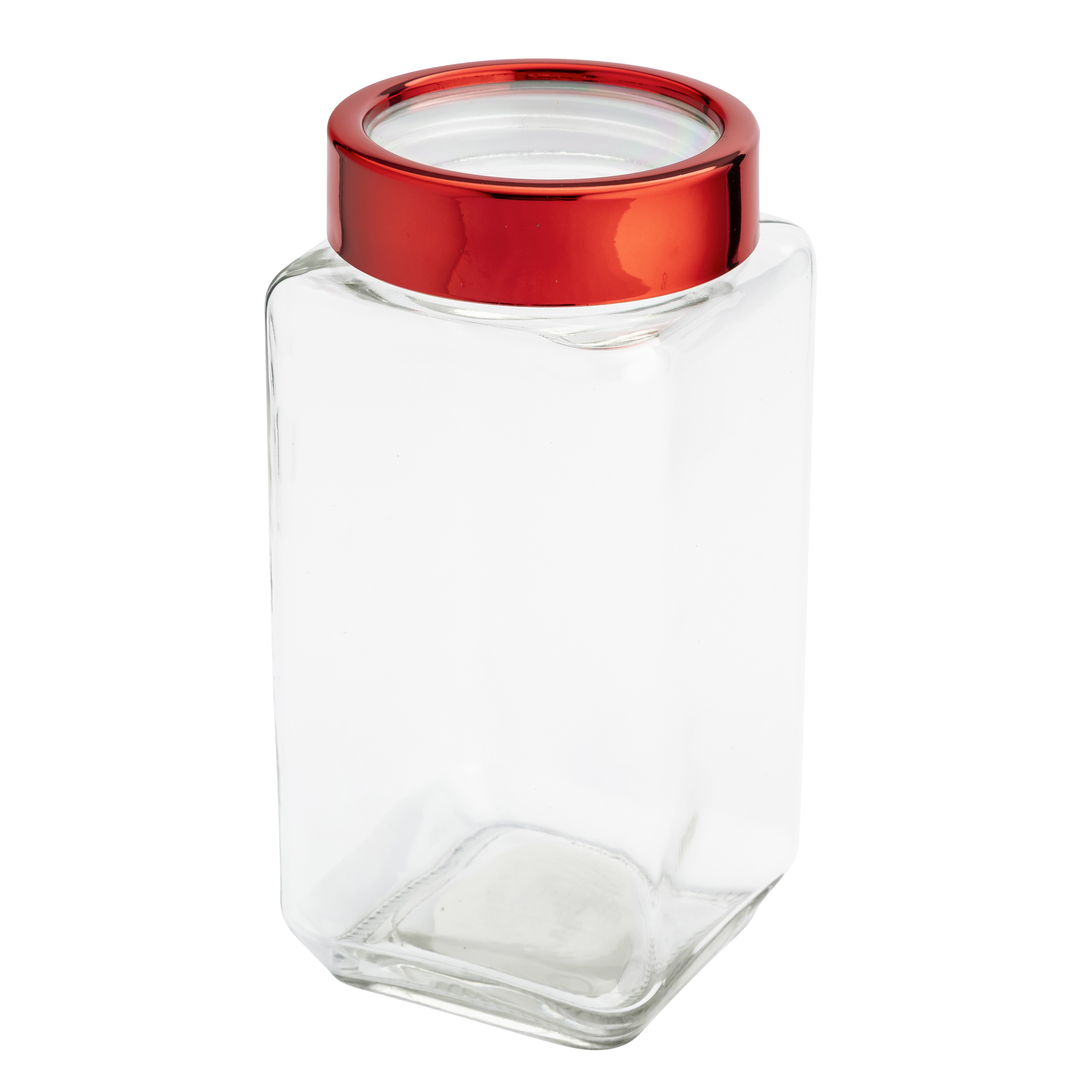 Pojemnik szklany 1000 ml kwadratowy z czerwoną pokrywką