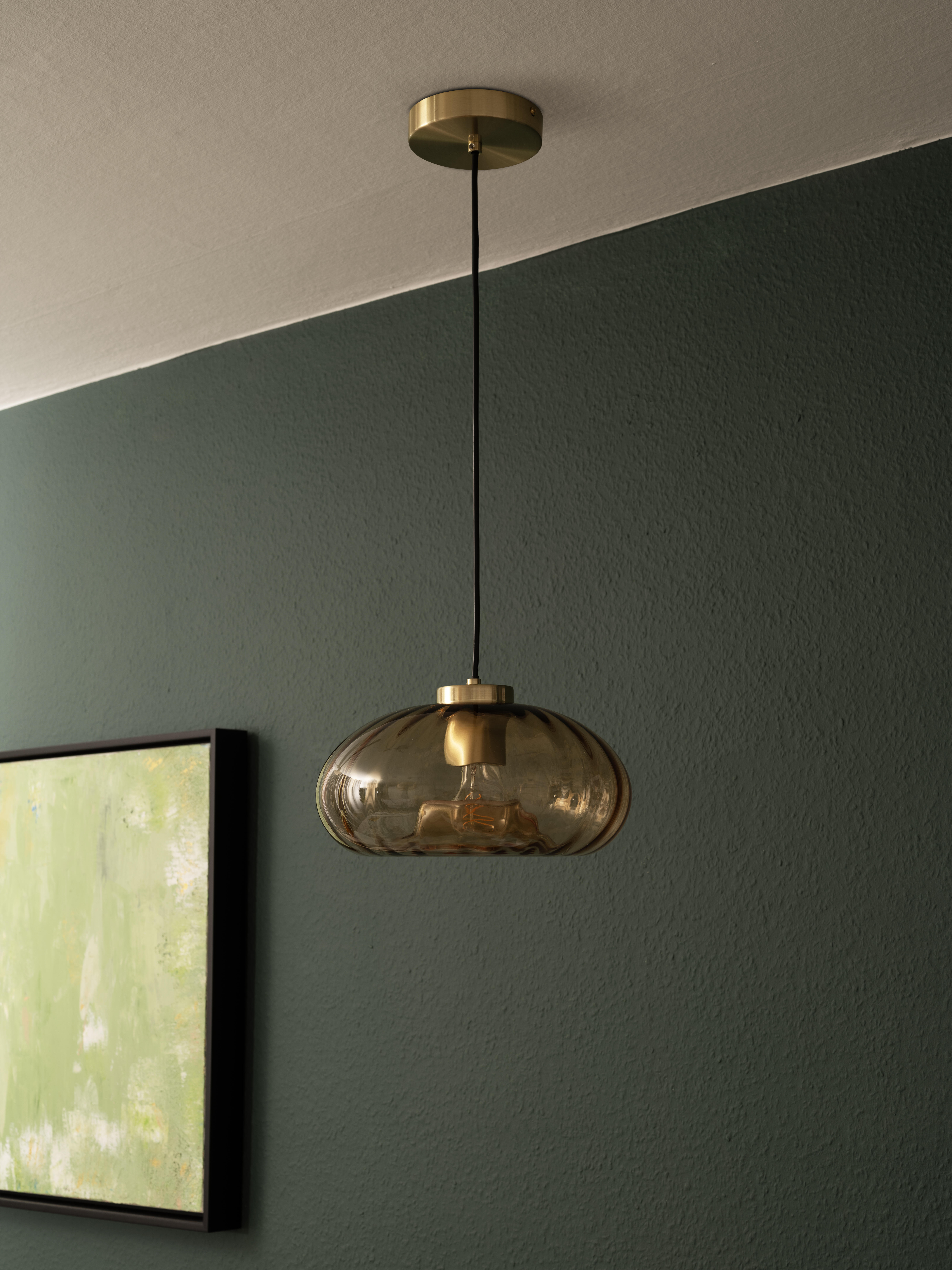 Suspension Decor glass cristal, ambre, Diam.28 cm, E27 - 3