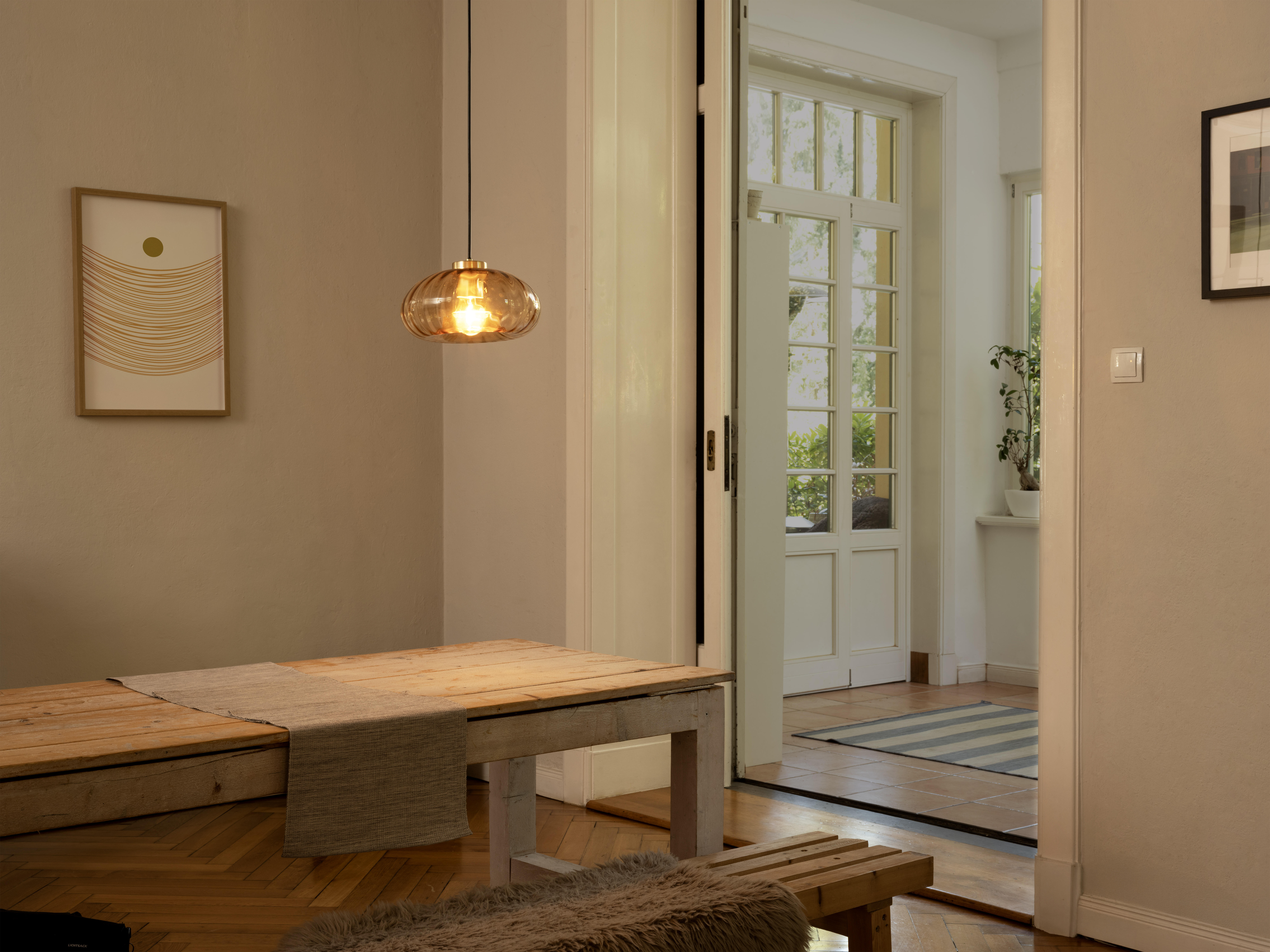 Suspension Decor glass cristal, ambre, Diam.28 cm, E27 - 4