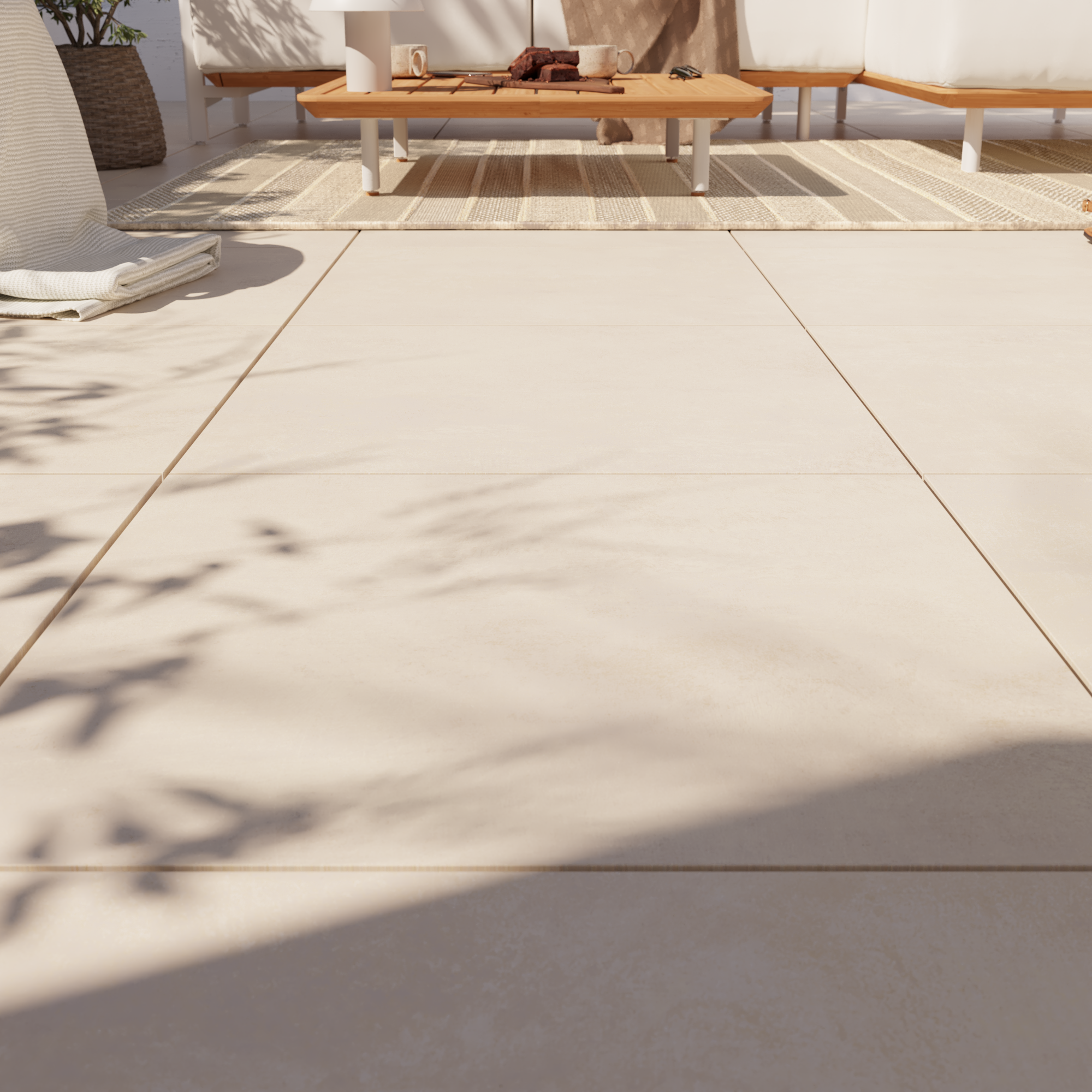 Lot de 2 dalles Urban grès cérame beige ARTENS l.60.0 x L.60.0 cm x Ep.20.0 mm - 5